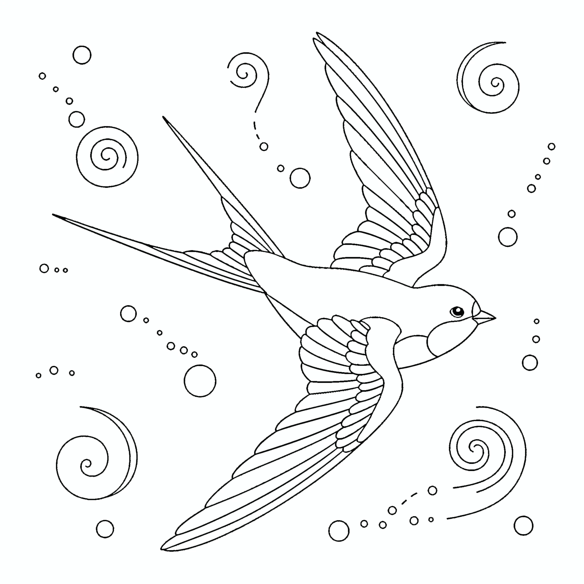 coloriage Hirondelle pour primaire