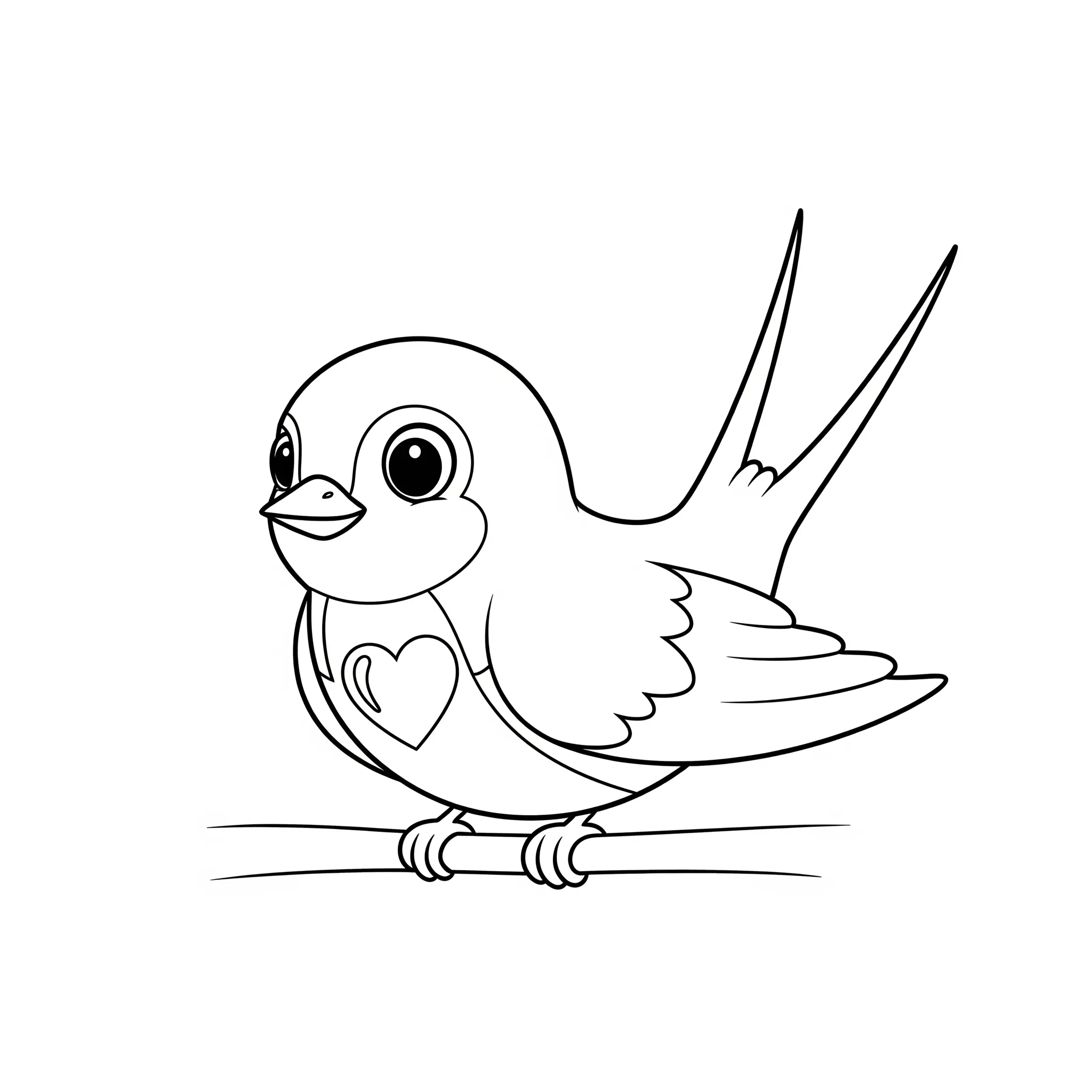 coloriage Hirondelle et Cœur:Fleur gratuit en ligne