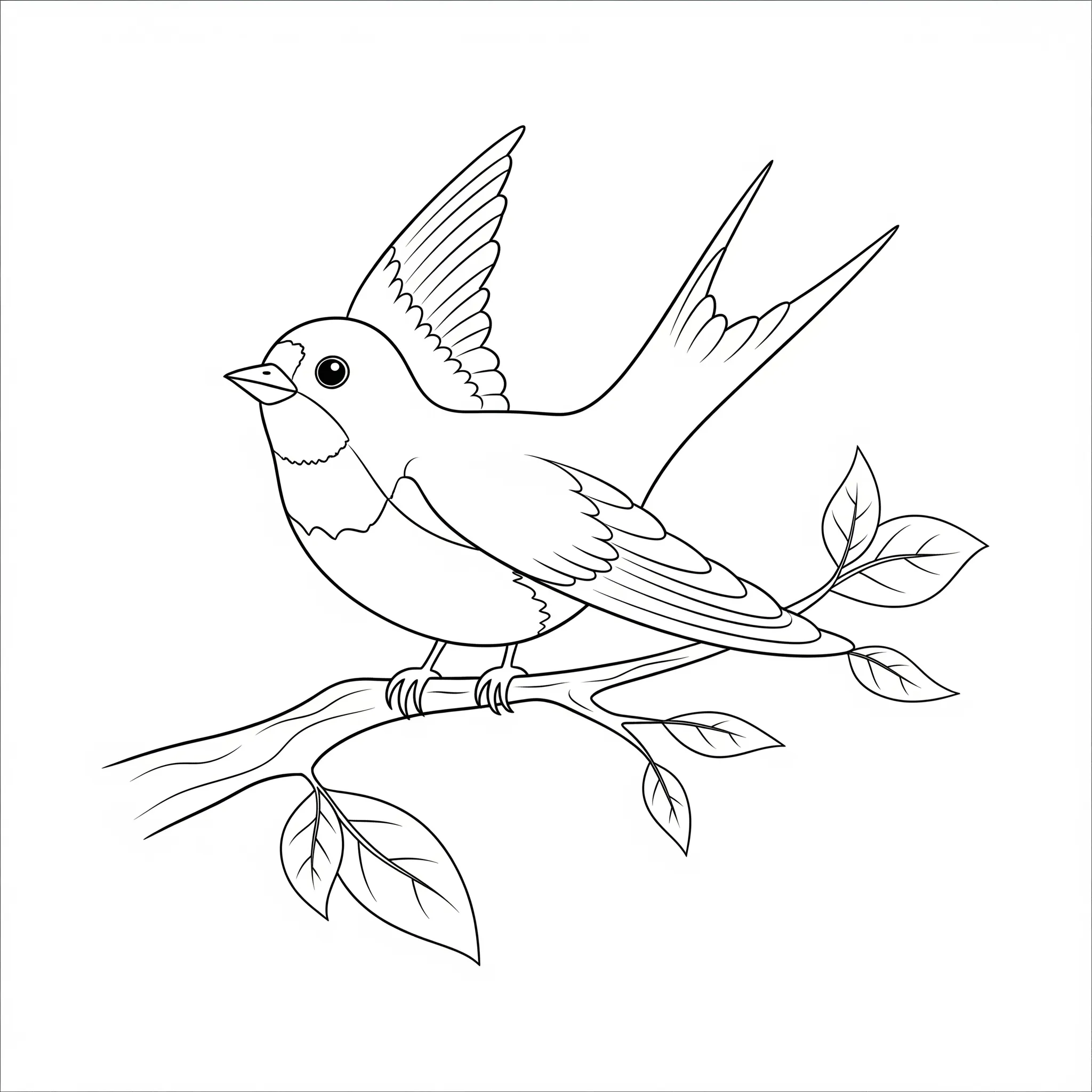 coloriage L’Hirondelle sur une Branche à imprimer pour enfant de 4 ans