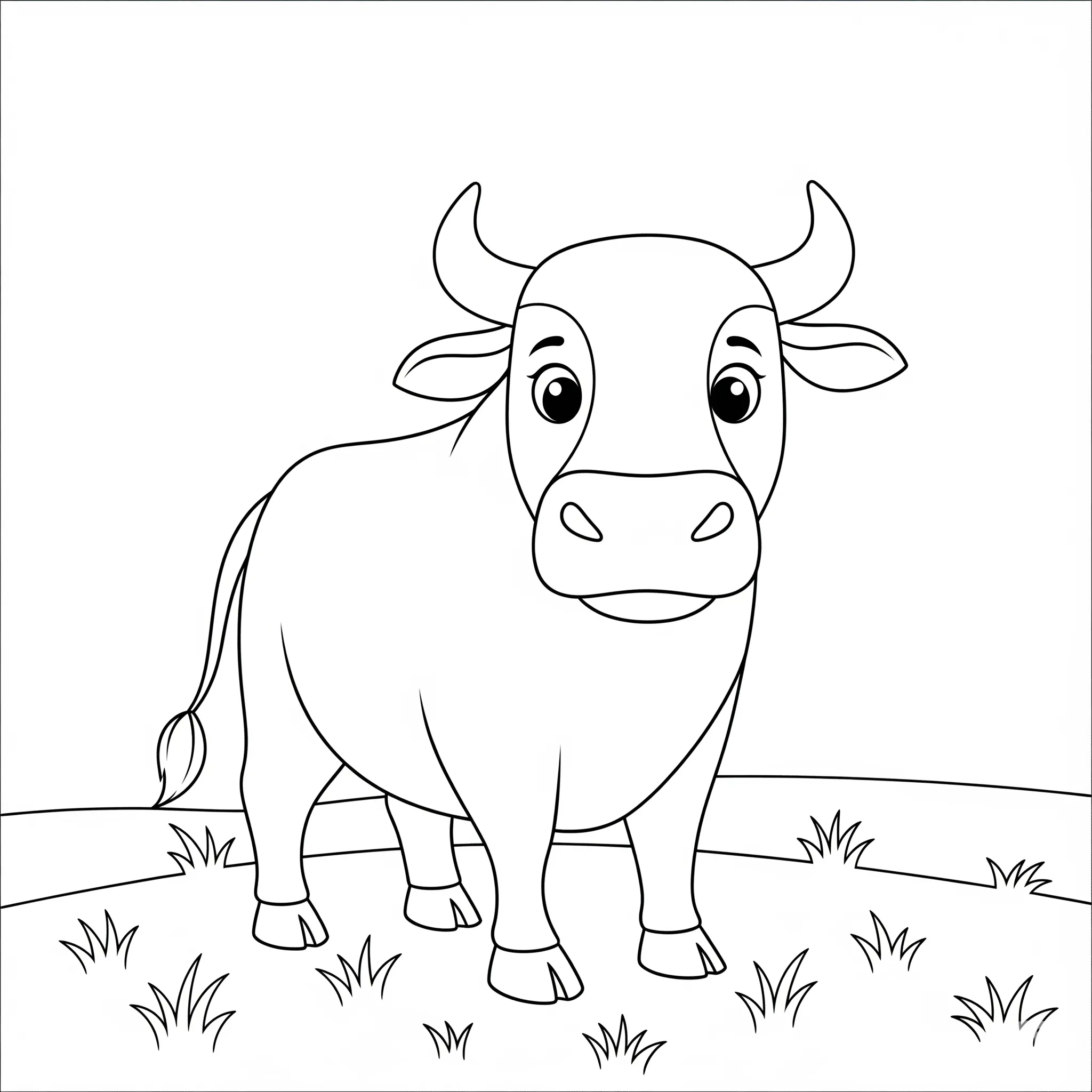 coloriage Le Taureau Paisible au Pré pour enfant