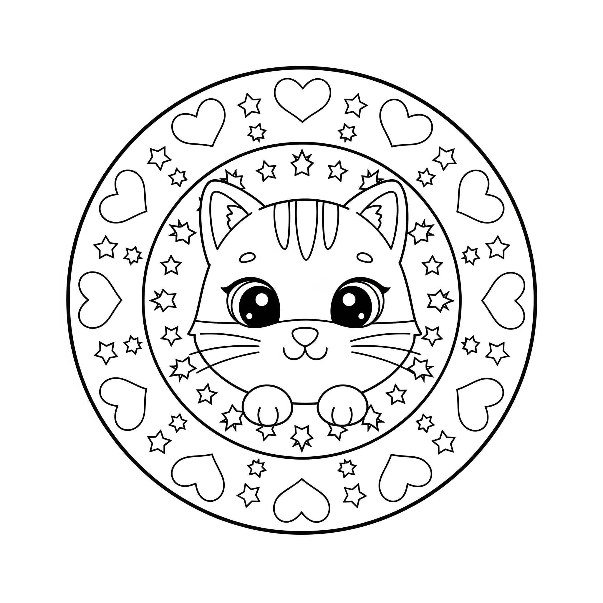 coloriage Mandala Chat et dessin a imprimer