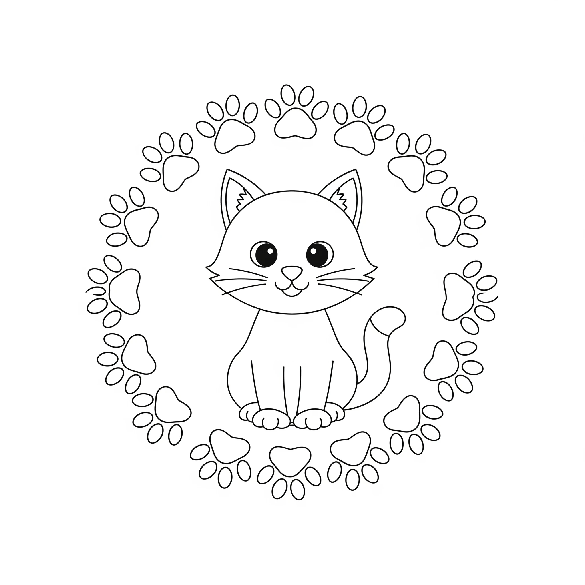 coloriage Mandala Chat a imprimer pour enfant de 4 ans