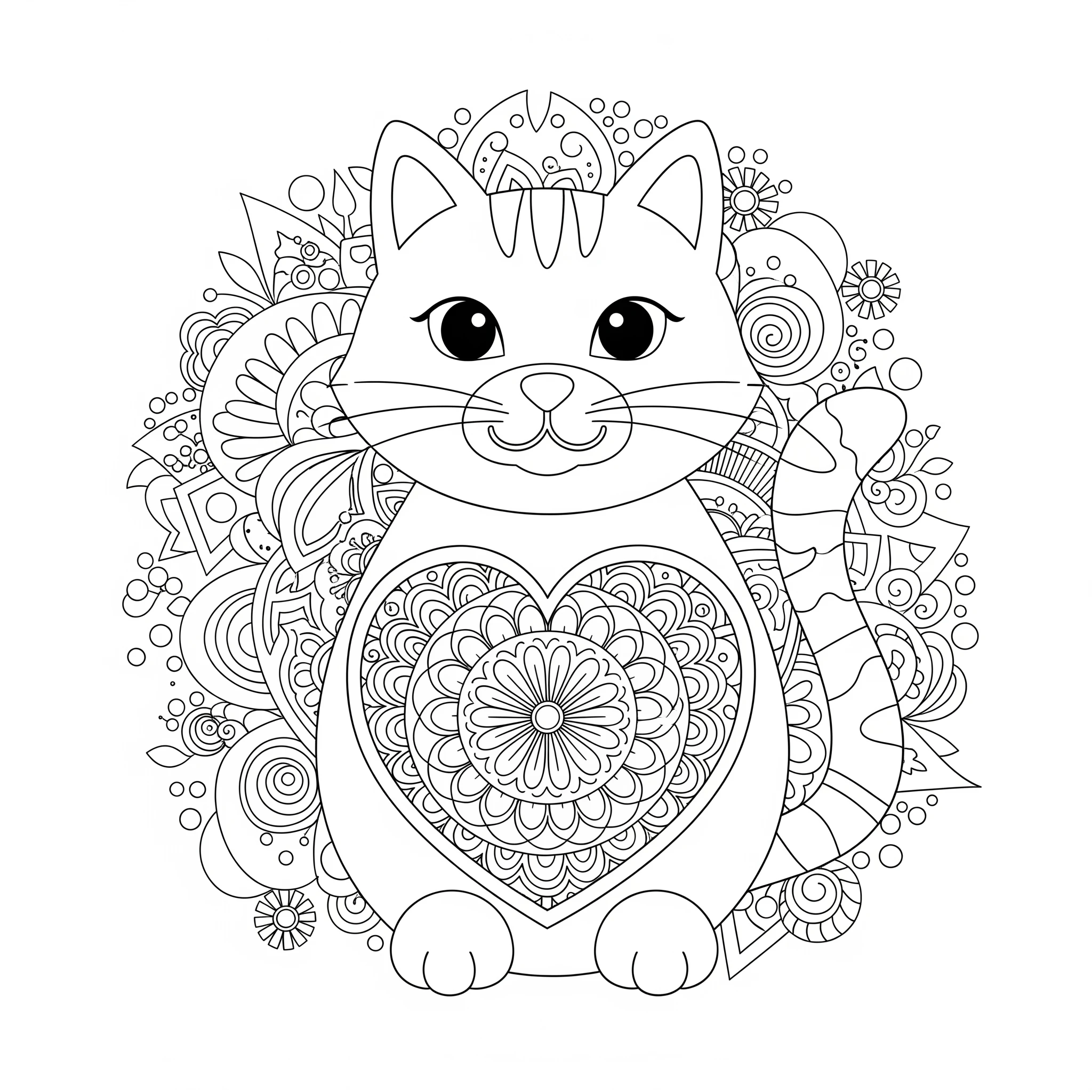 image de coloriage Mandala Chat pour enfant