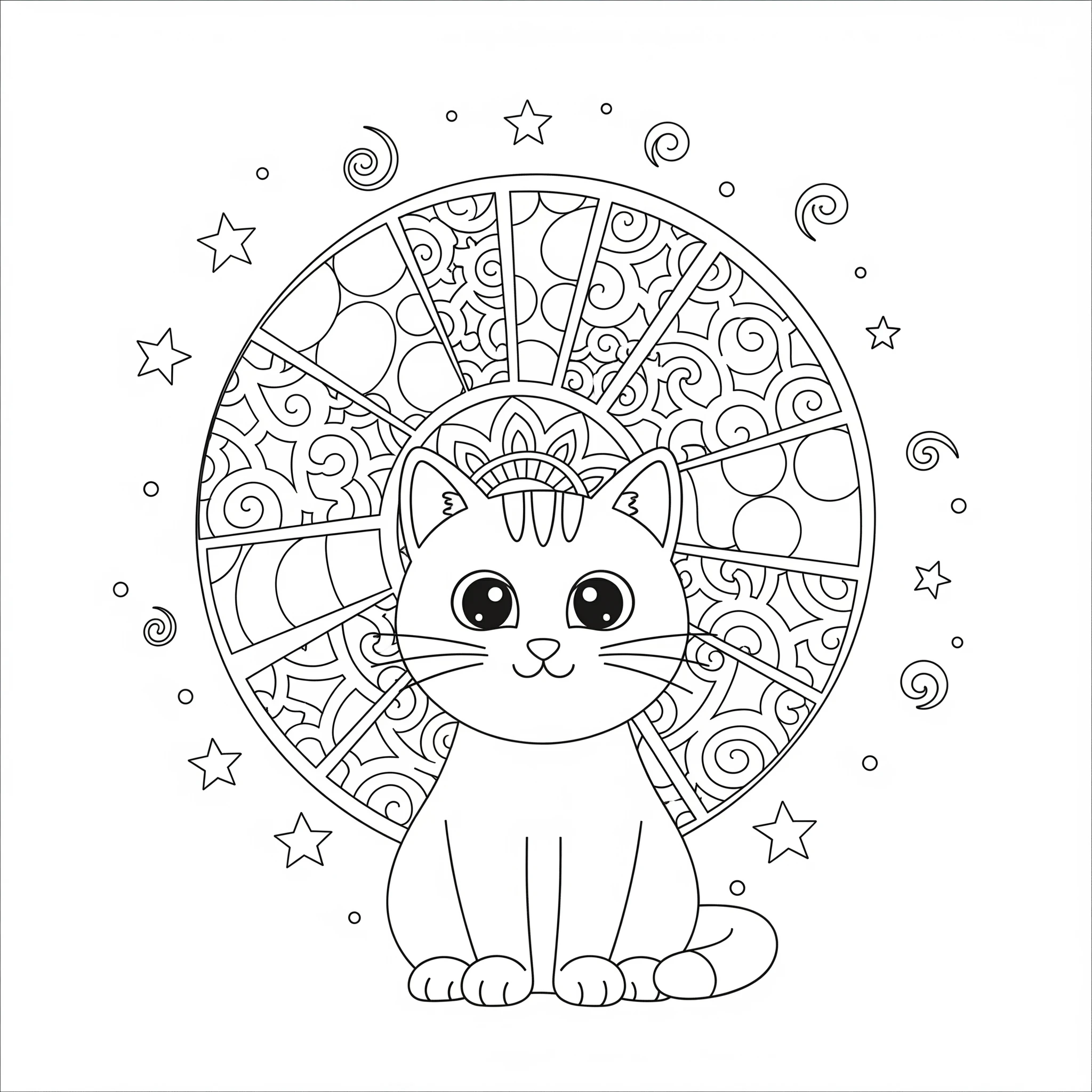 coloriage Mandala Chat a imprimer gratuit