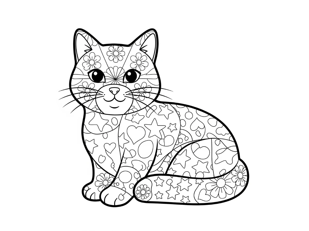 coloriage Mandala Chat à imprimer pour enfant de 2 ans