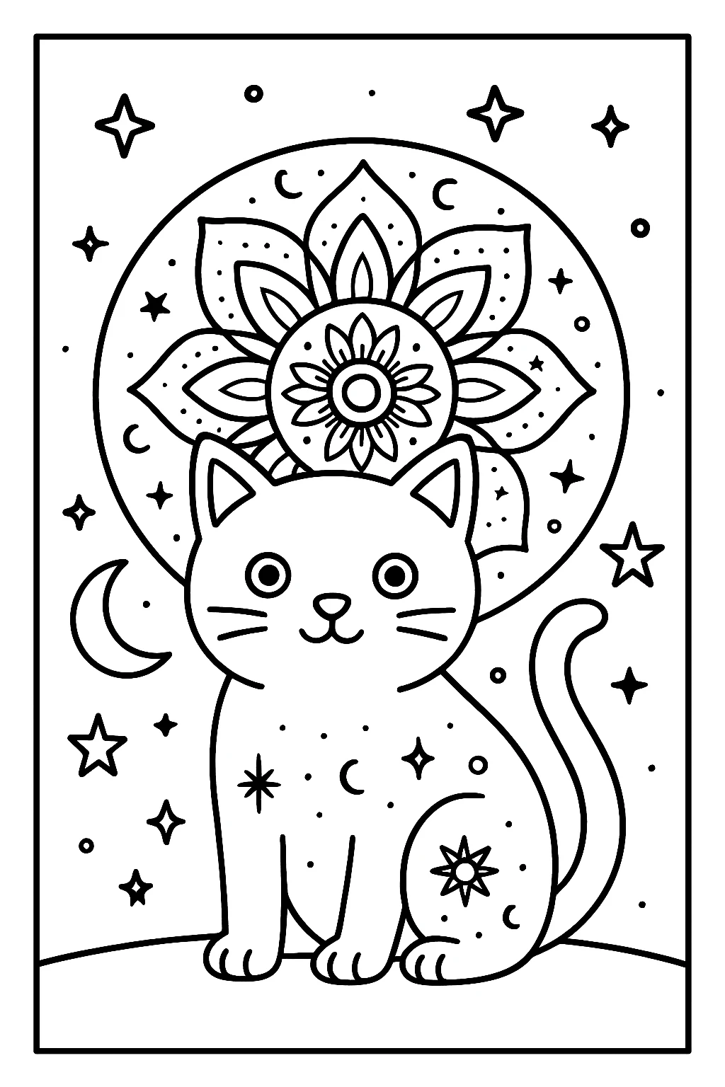 coloriage Mandala Chat à imprimer pour enfants