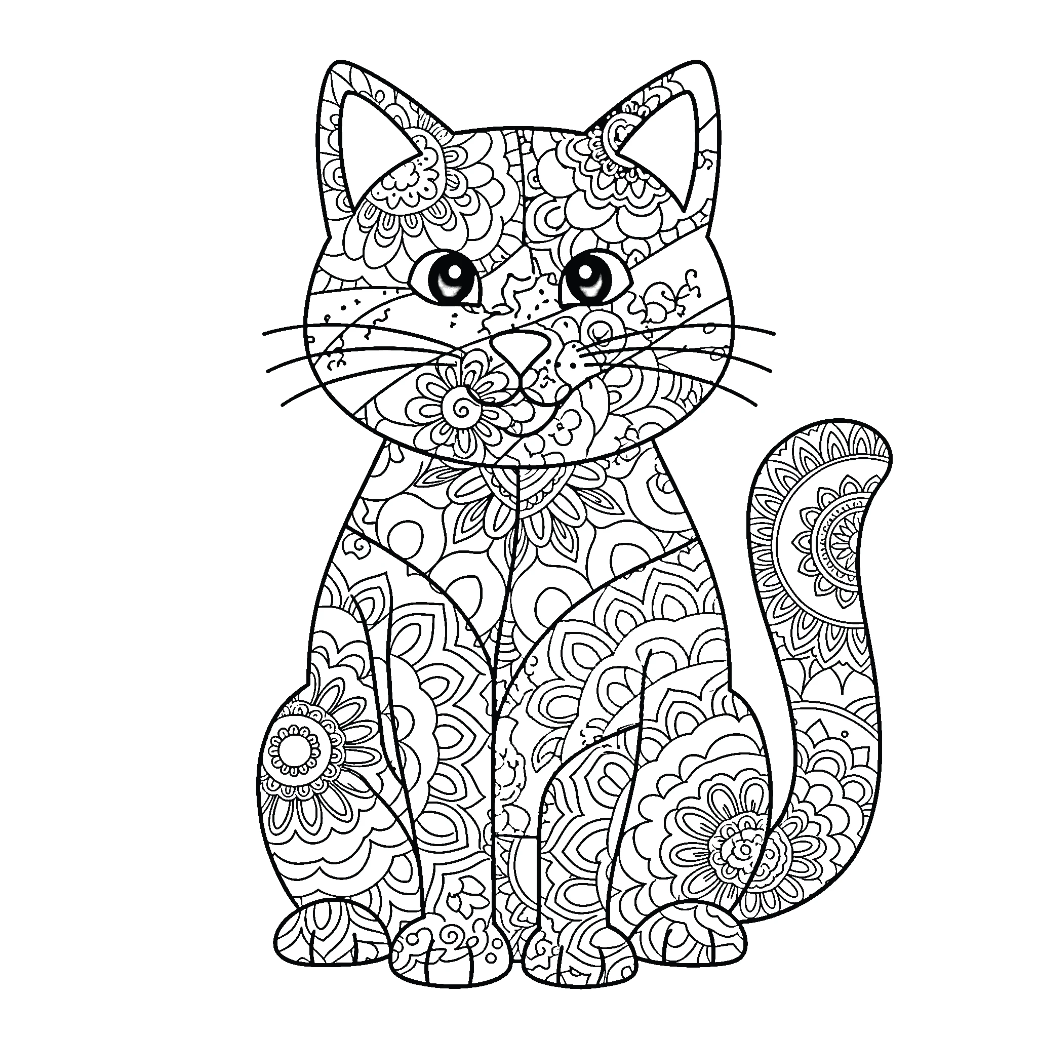 coloriage Mandala Chat gratuit pour enfants