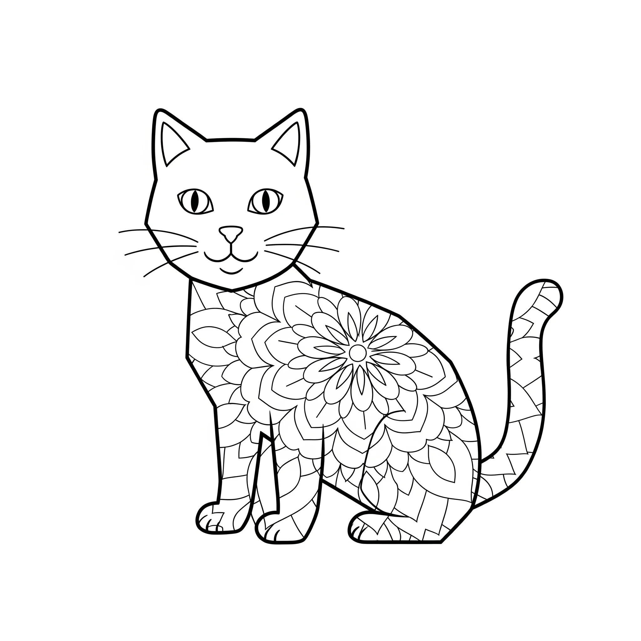 coloriage Mandala Chat pour enfant de 4 ans