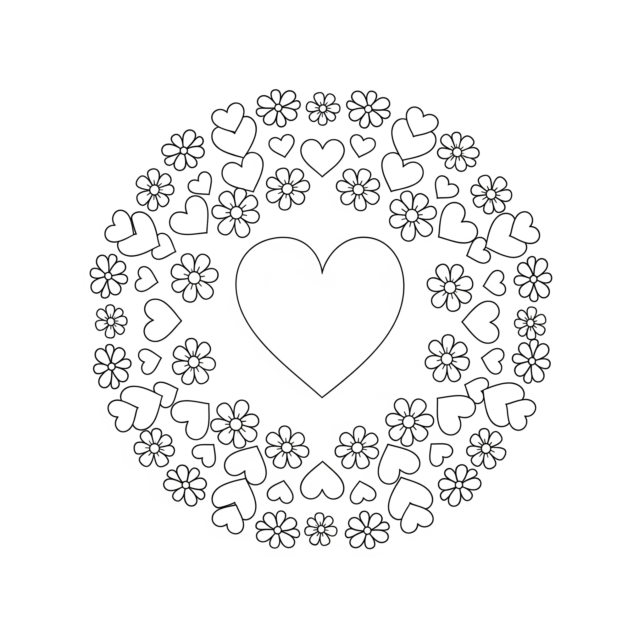 coloriage Mandala Coeur à imprimer pour enfant de 2 ans