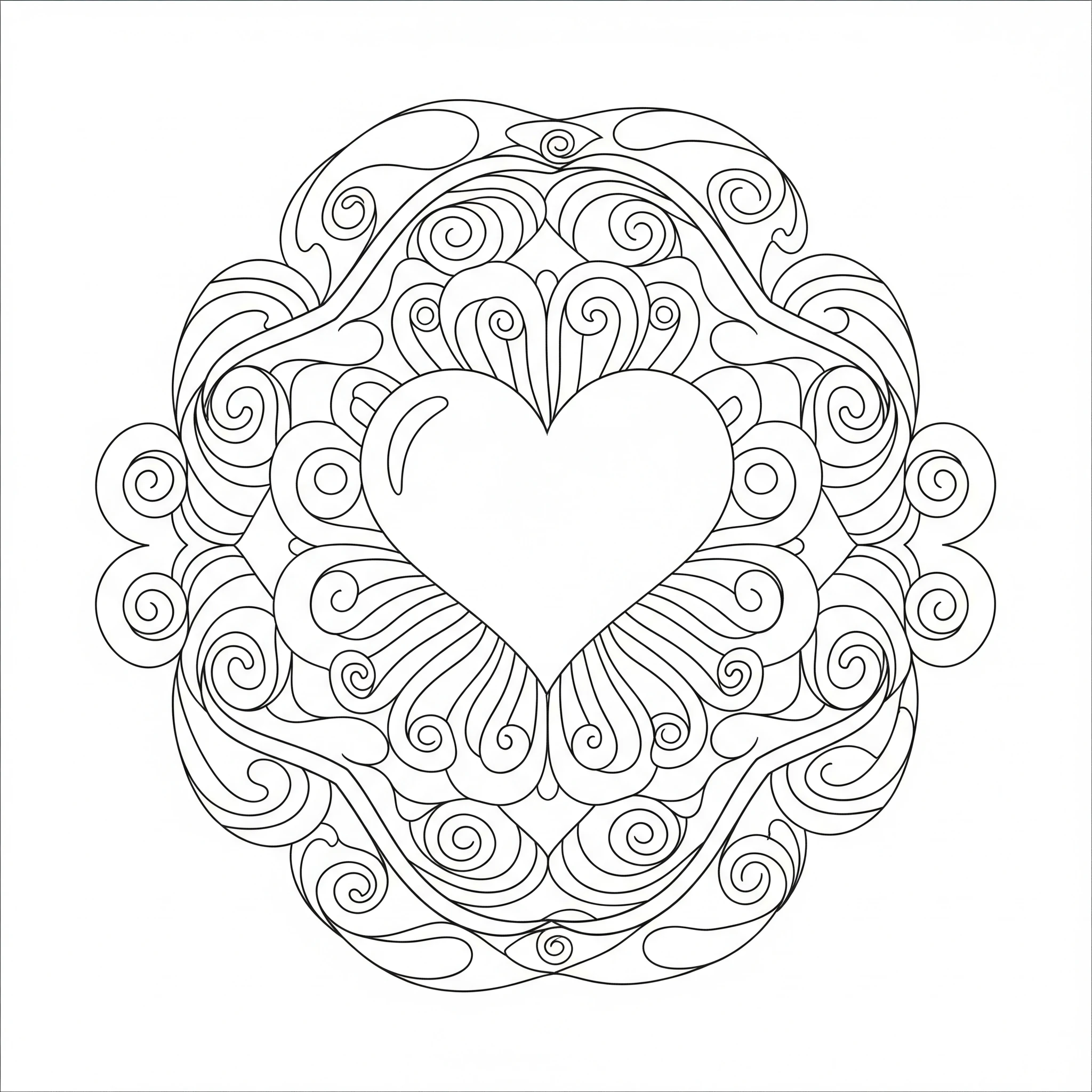 imprimer coloriage Mandala Coeur gratuit 1