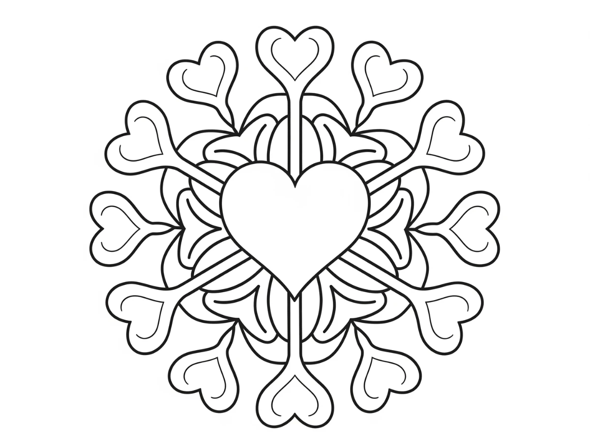 coloriage Mandala Coeur à imprimer pour enfant de 10 ans