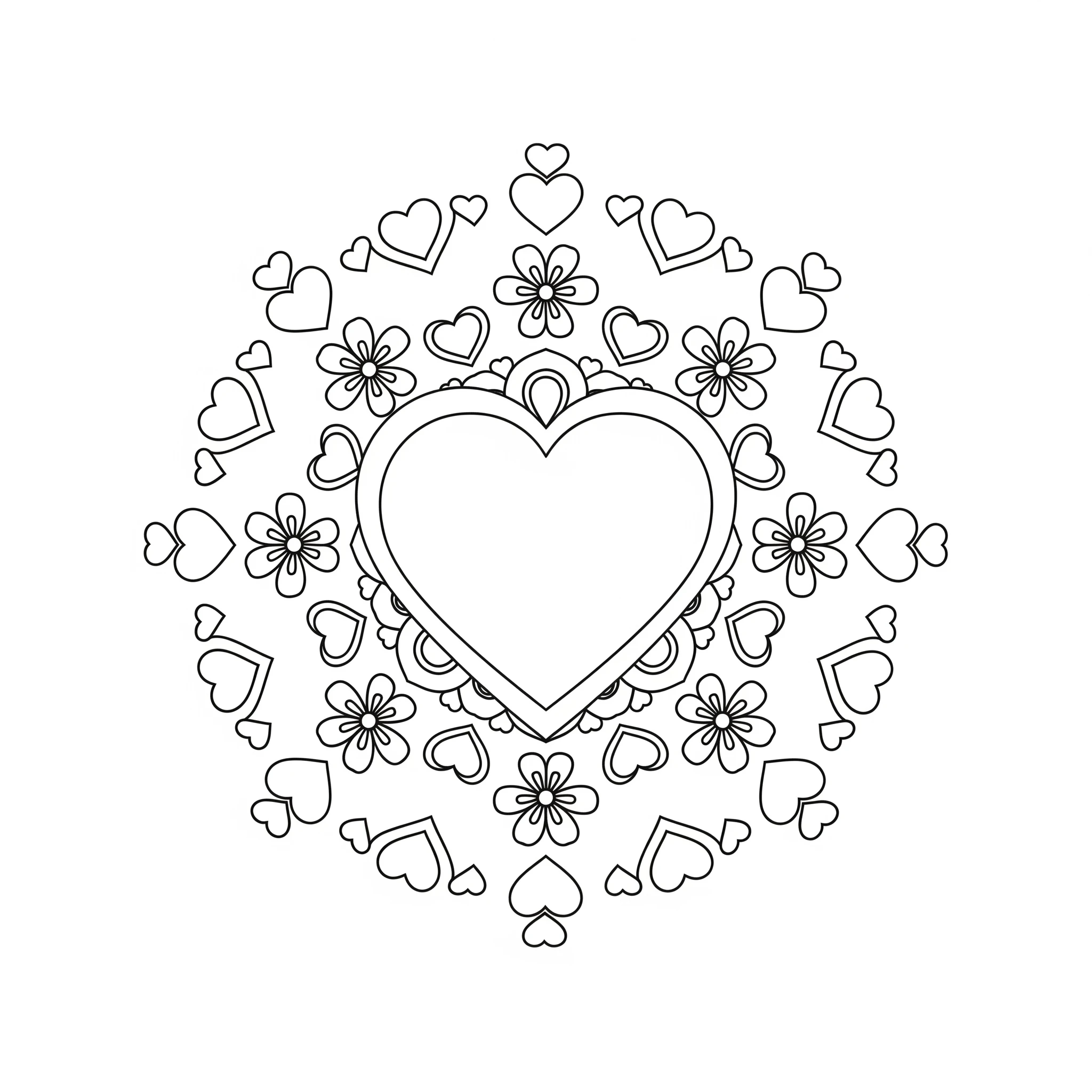 coloriage Mandala Coeur pour enfant gratuit 1