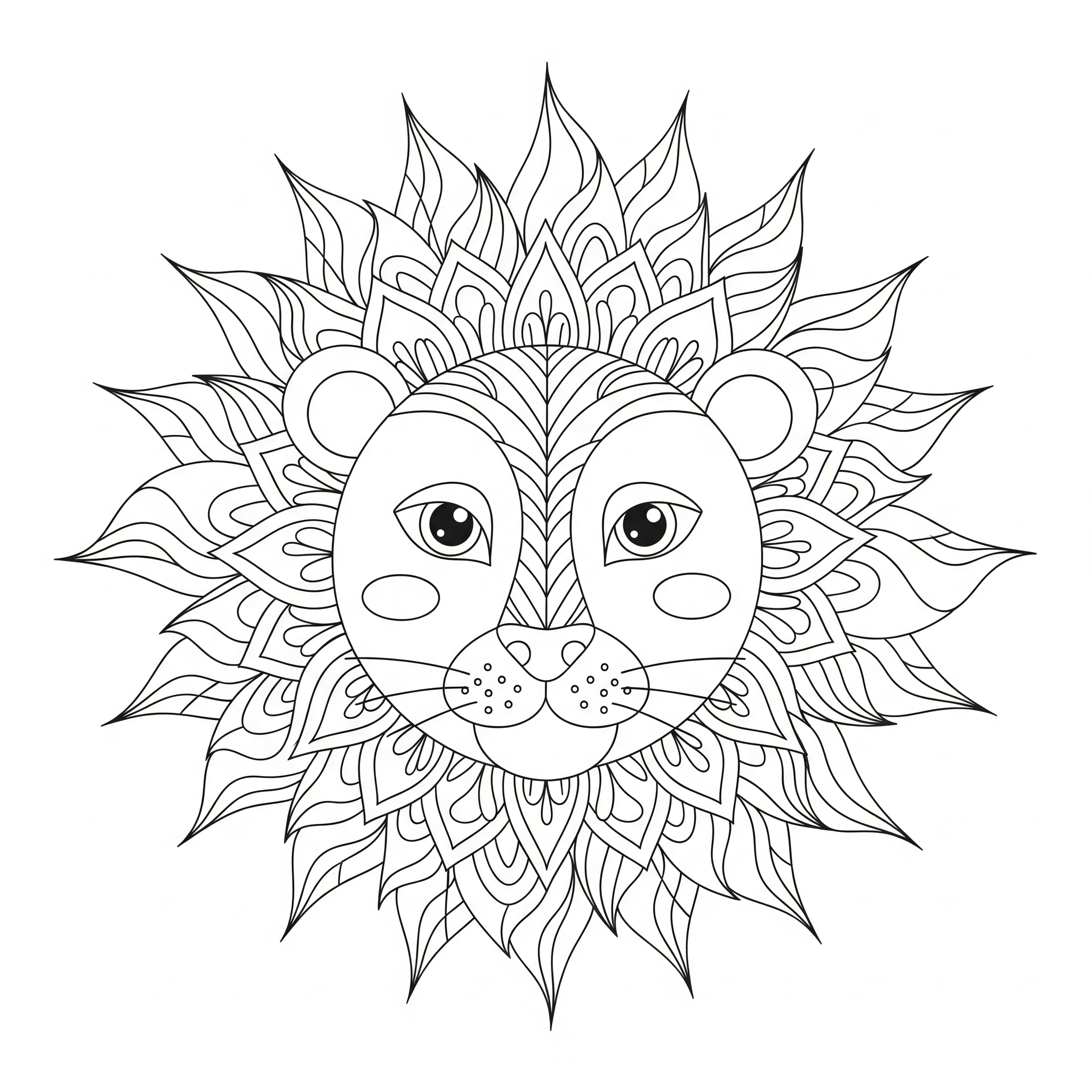 coloriage Mandala Lion pour enfants à télécharger