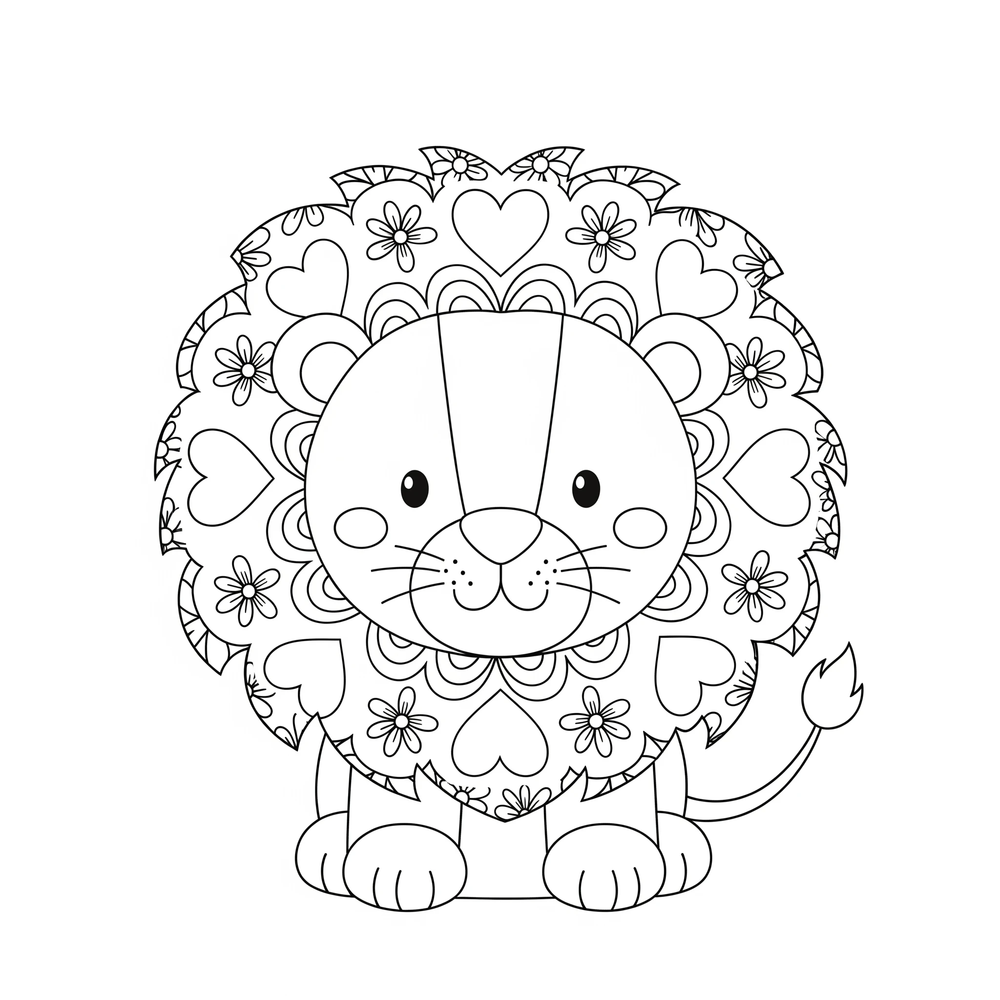 coloriage Mandala Lion à imprimer pour enfant de 6 ans