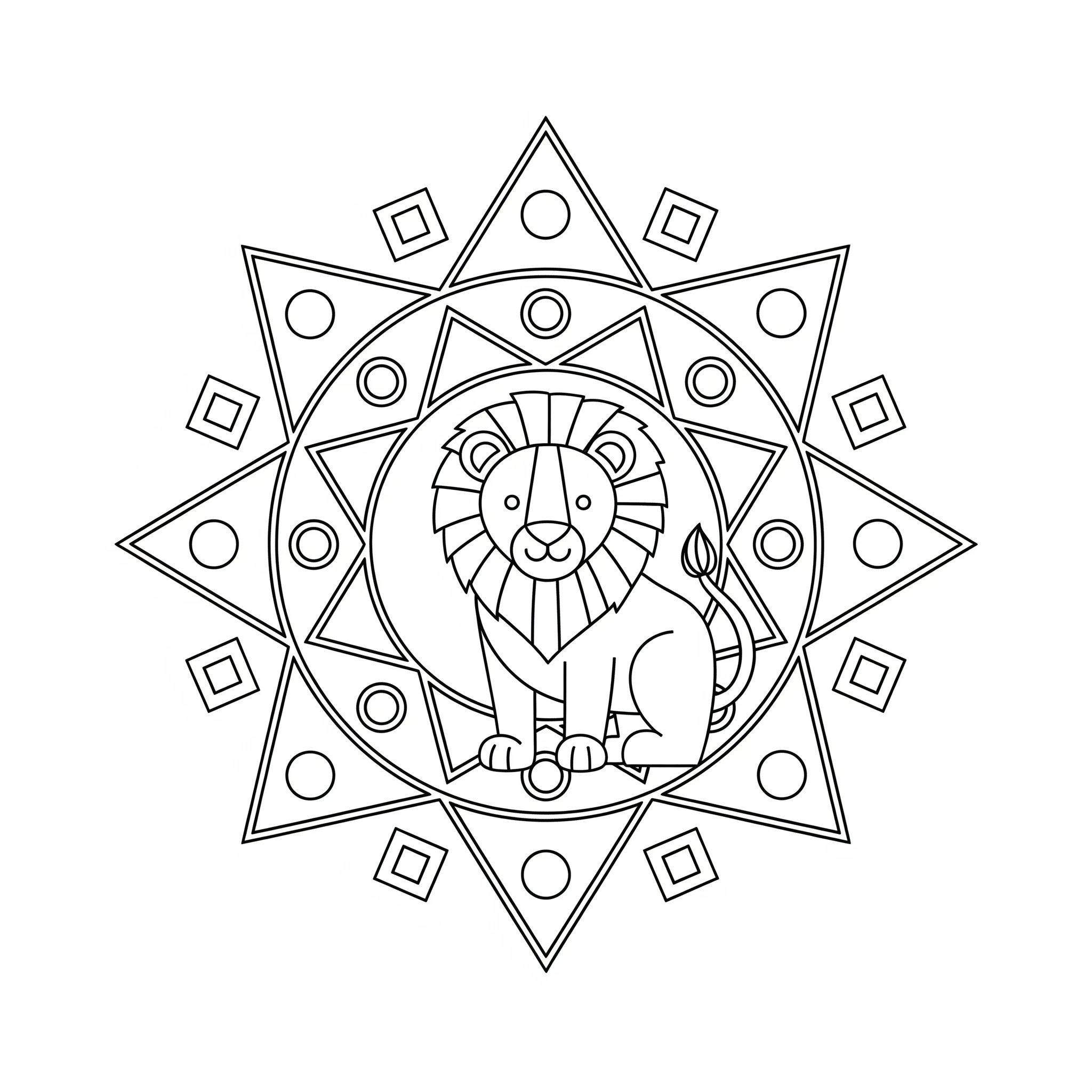 coloriage Mandala Lion gratuit à imprimer 1