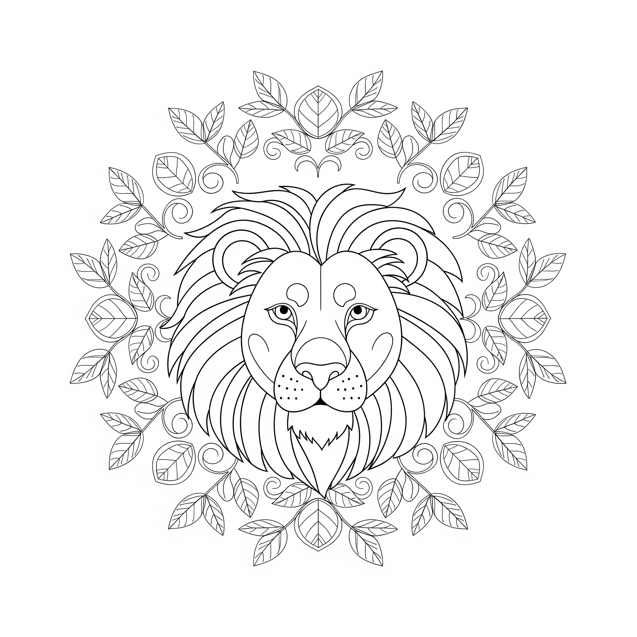 coloriage Mandala Lion pour enfant de 7 ans
