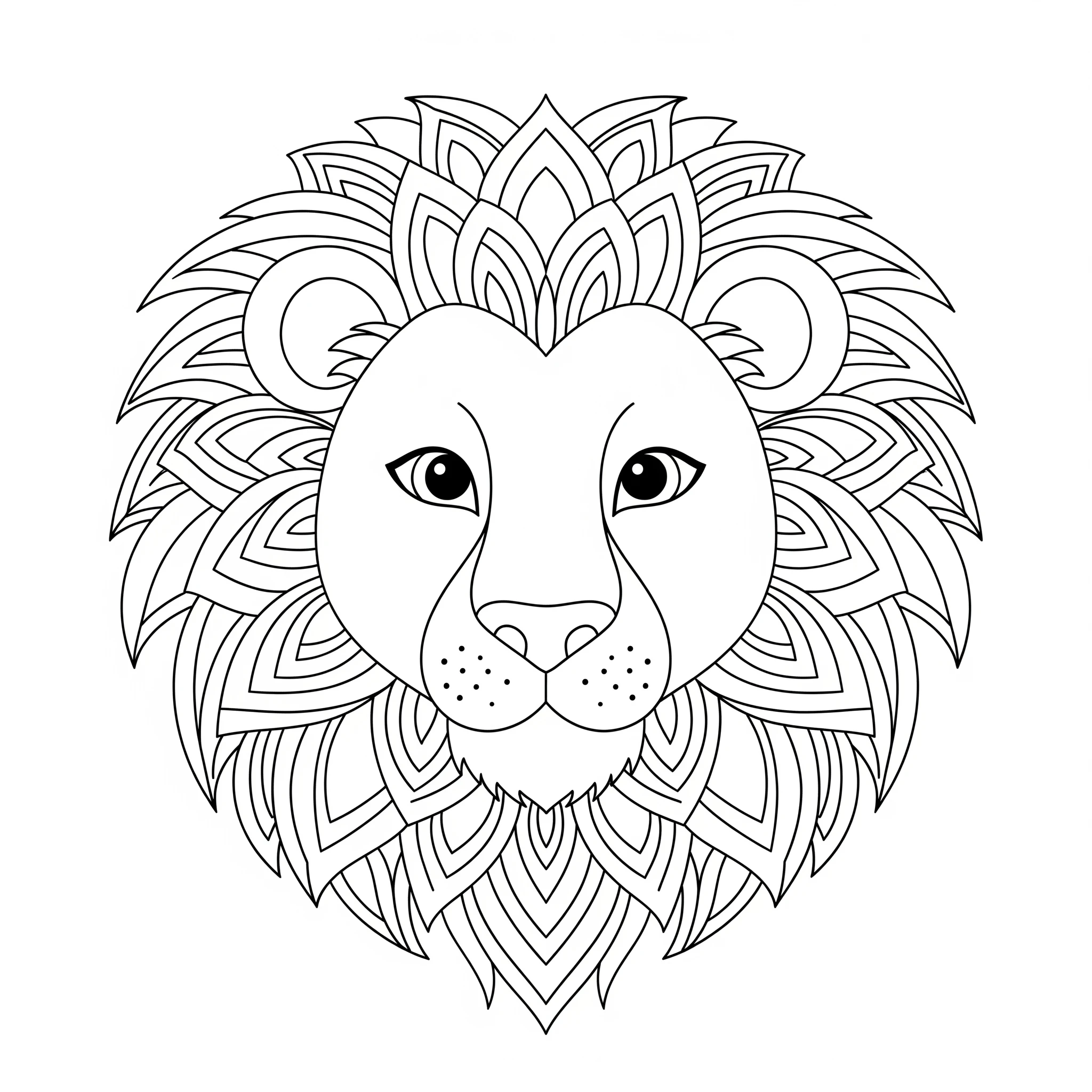 coloriage Mandala Lion pour enfant de 2 ans