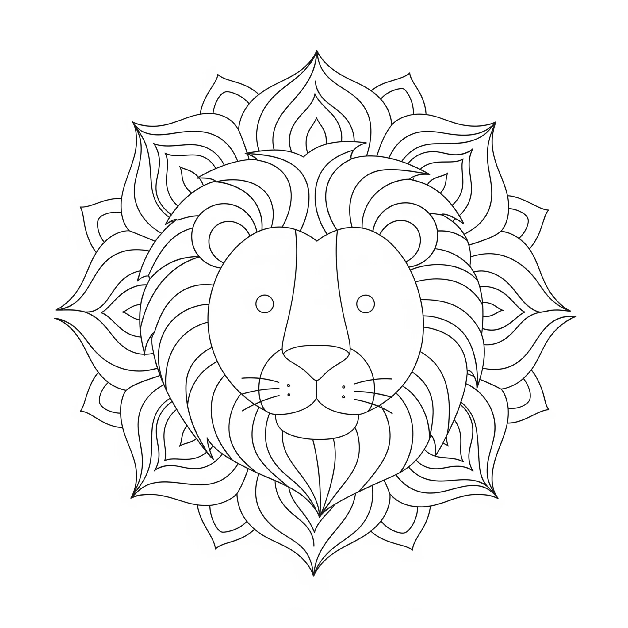 coloriage Mandala Lion pour enfant de 8 ans