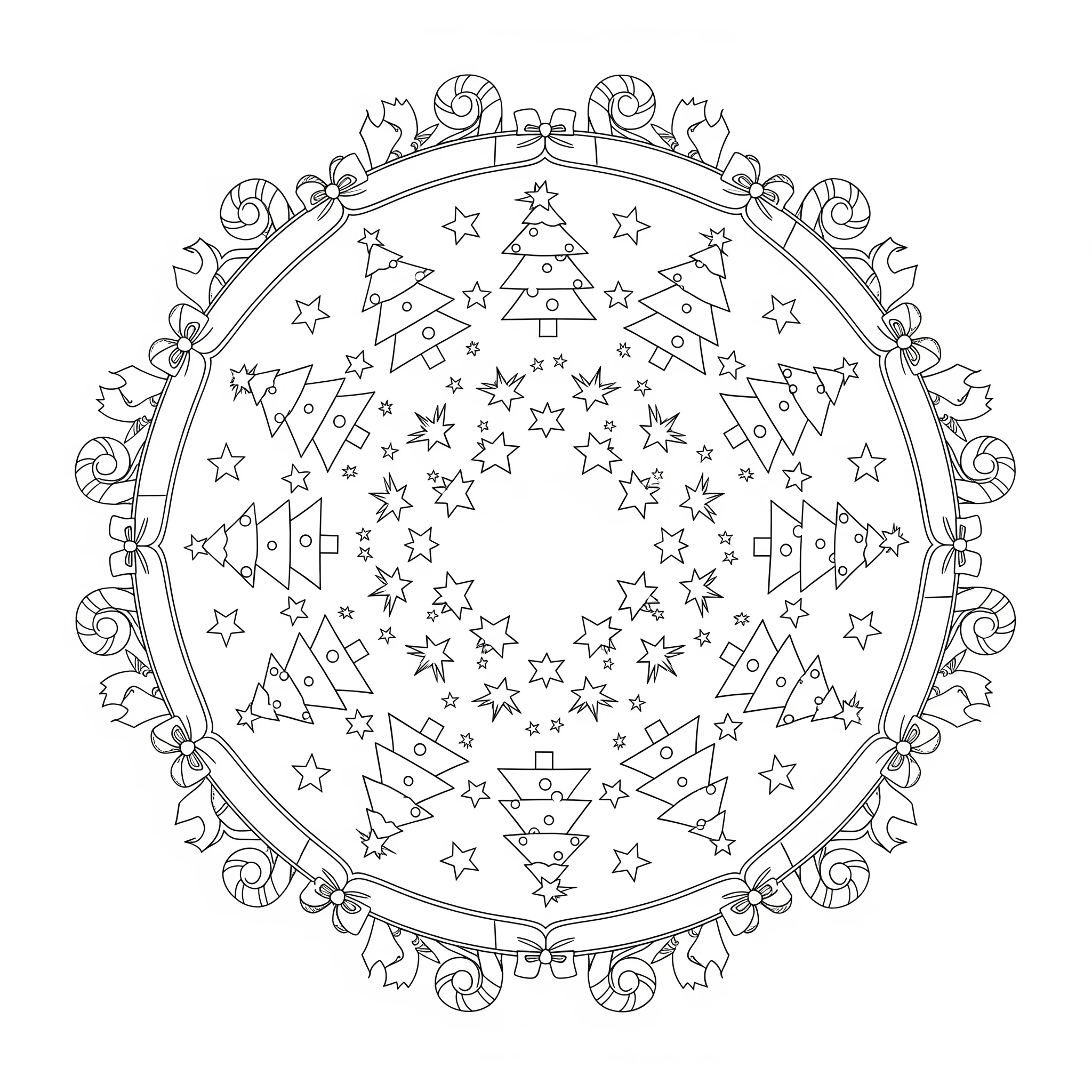 imprimer coloriage Mandala Noël gratuit