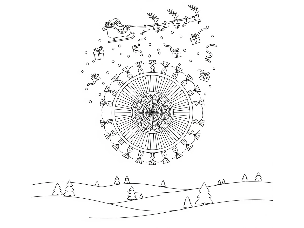 coloriage Mandala Noël pour enfant de 3 ans