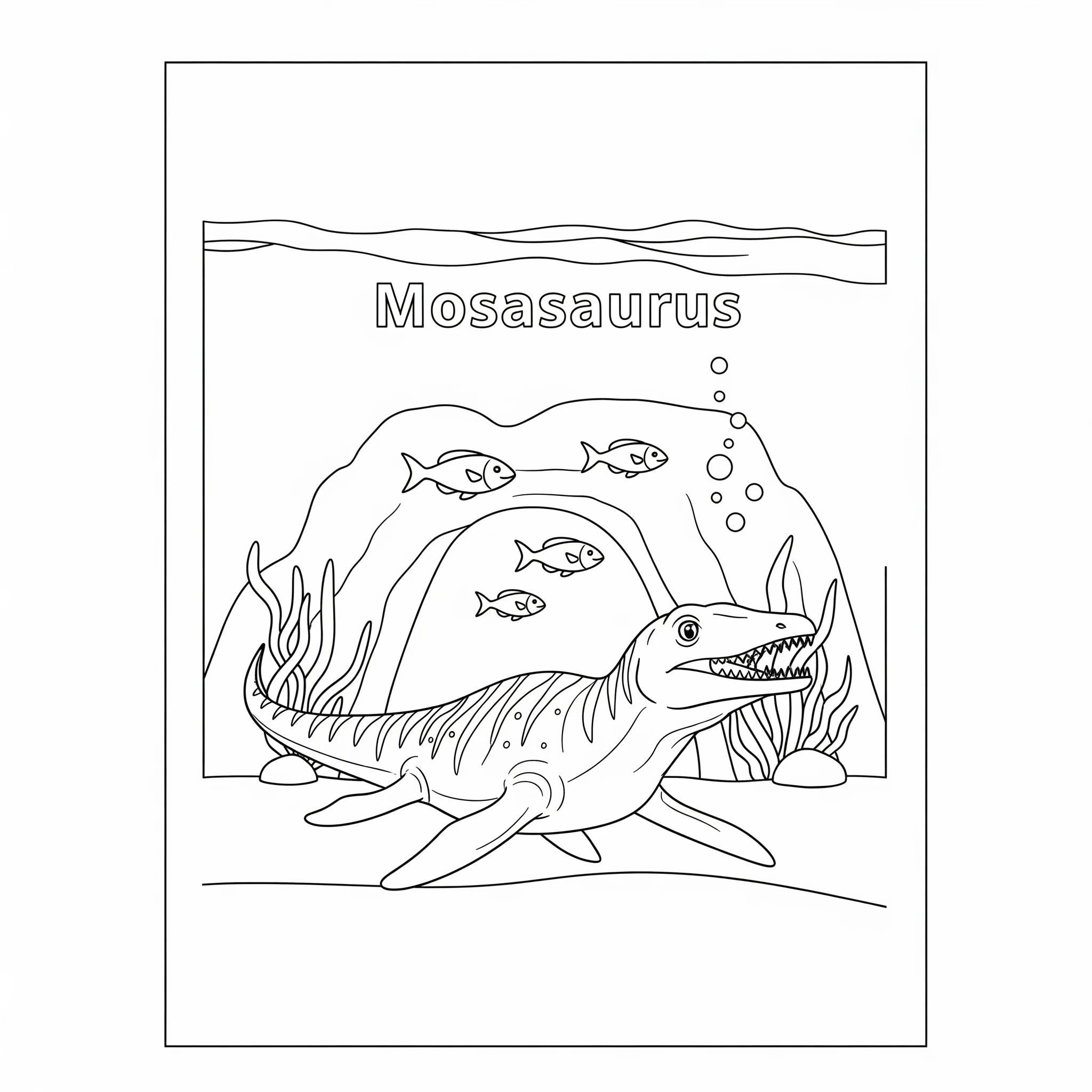 coloriage Mosasaure à imprimer pour enfant de 10 ans