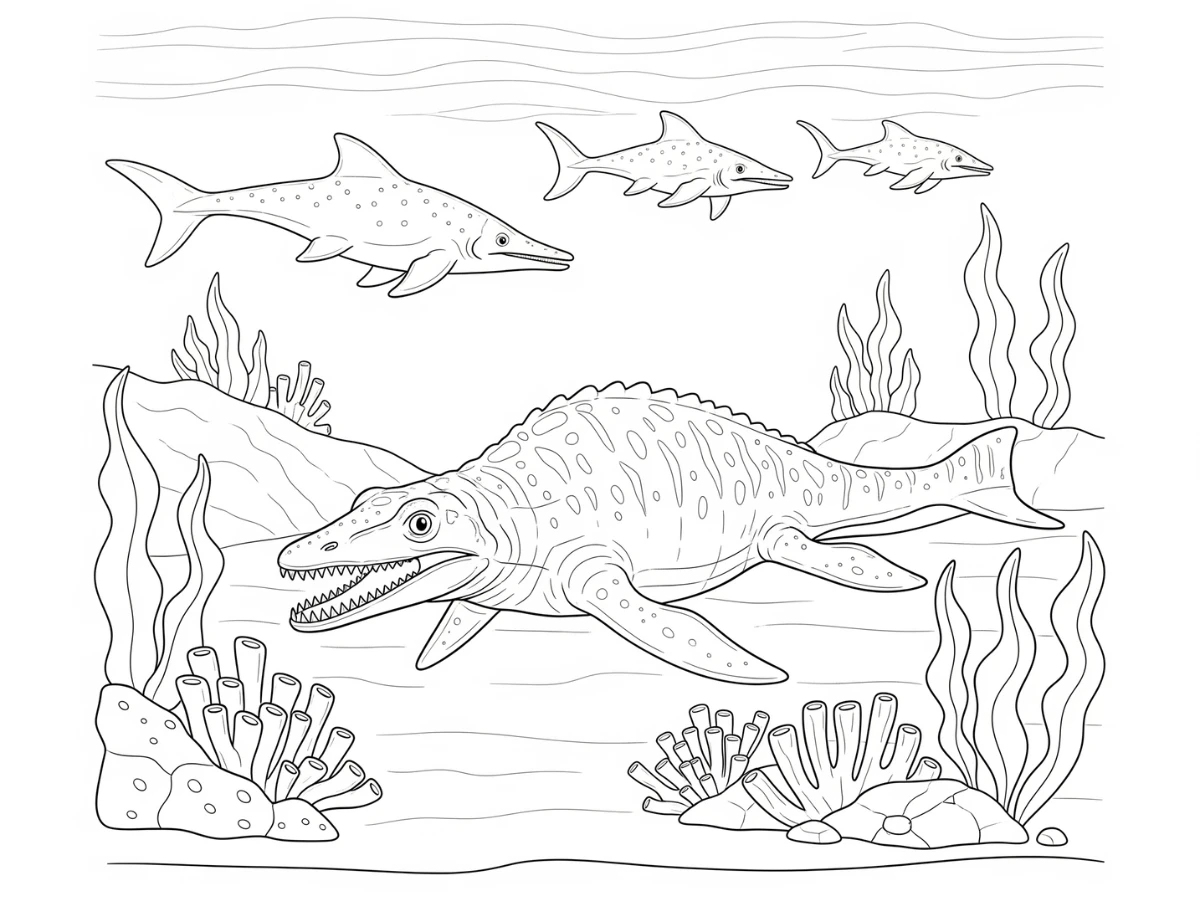 coloriage Mosasaure educatif pour enfant