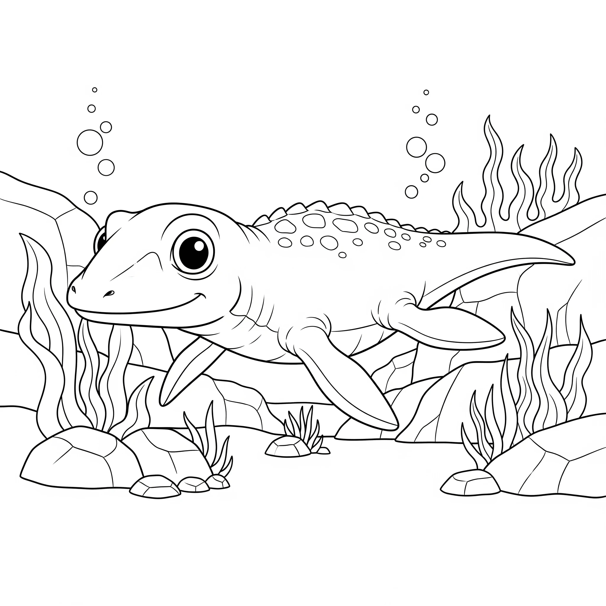 imprimer coloriage Mosasaure pour enfant