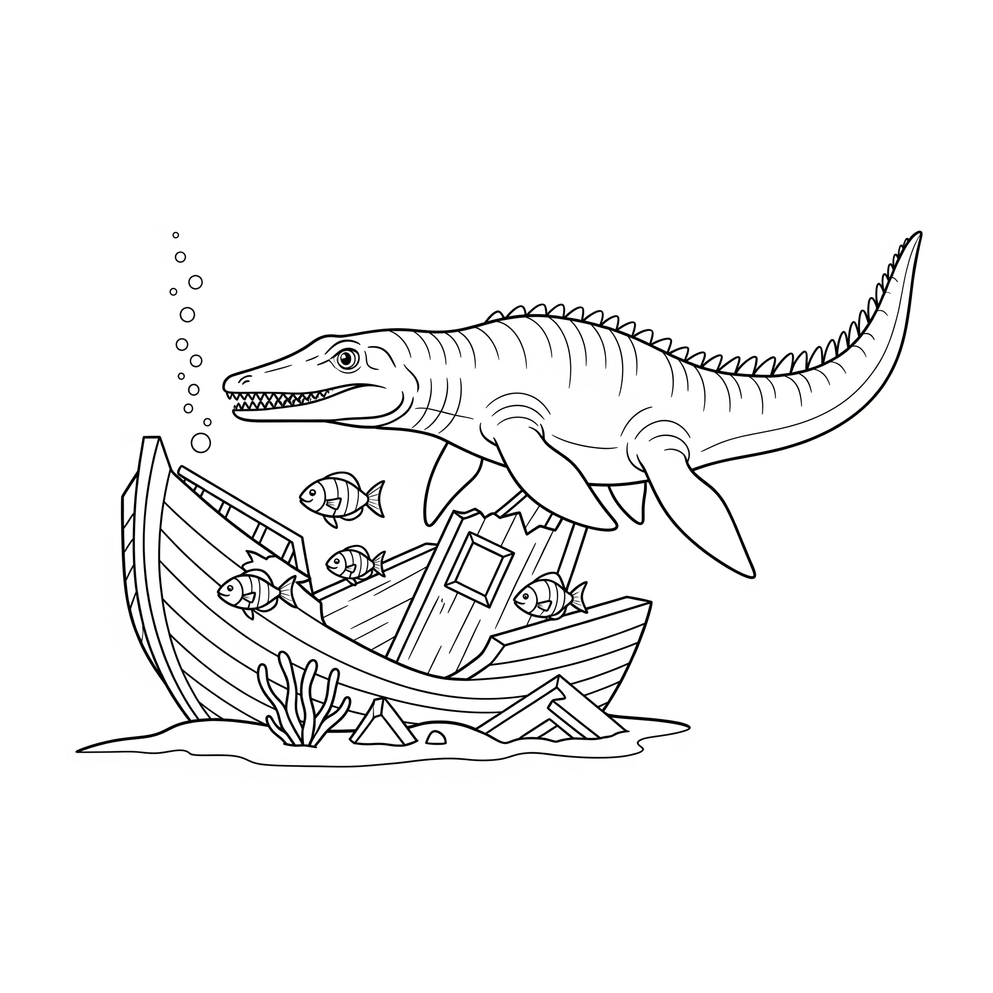 coloriage Mosasaure pour enfant de 5 ans