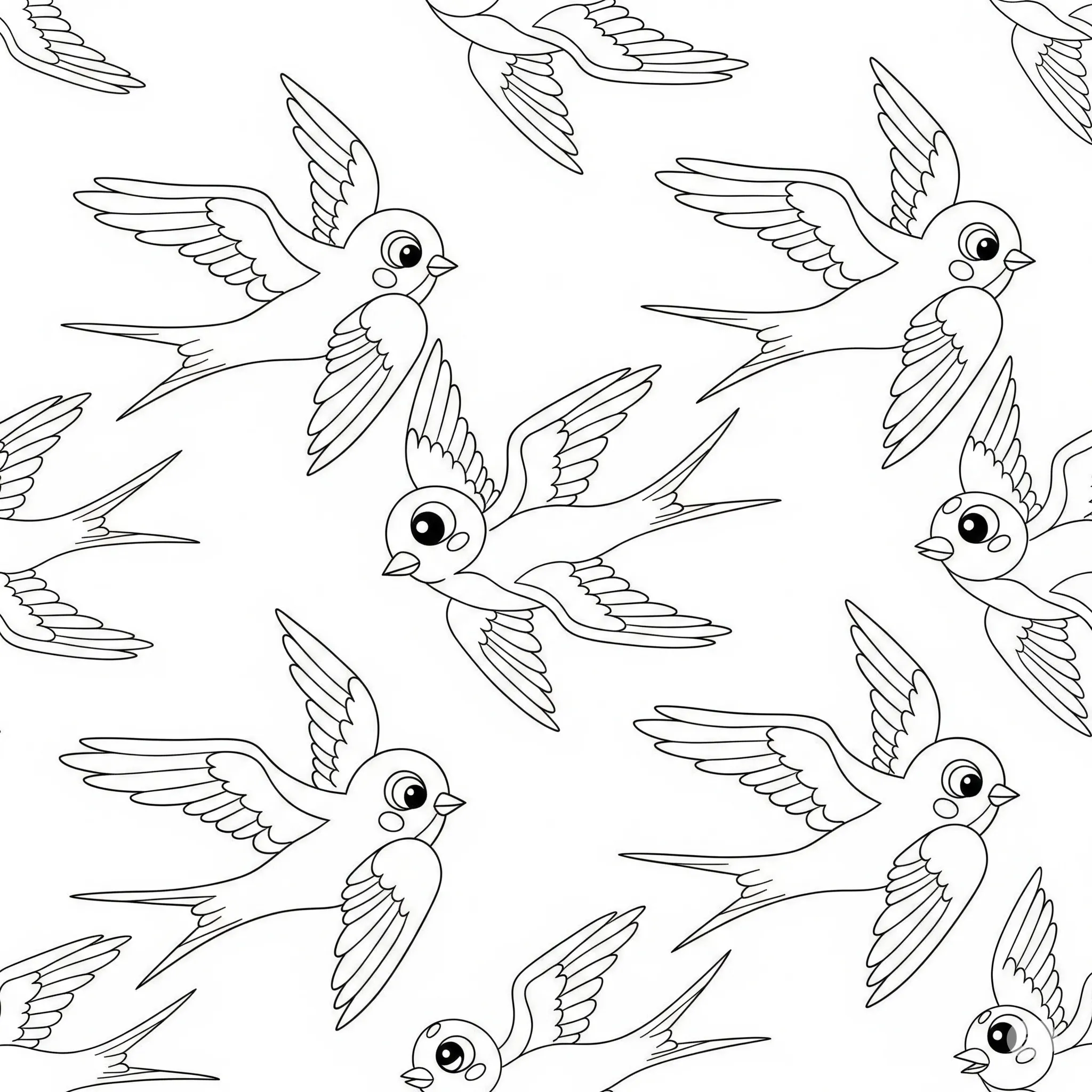 image pour coloriage Motif d’Hirondelles Répété enfant