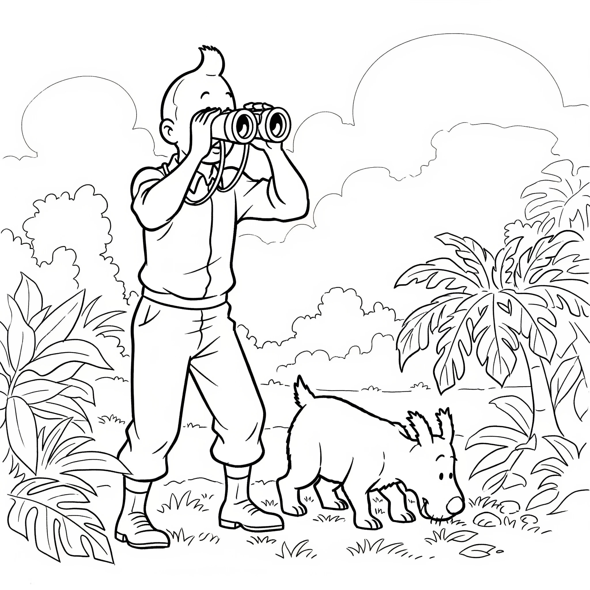 coloriage Tintin a imprimer pour enfant de 4 ans