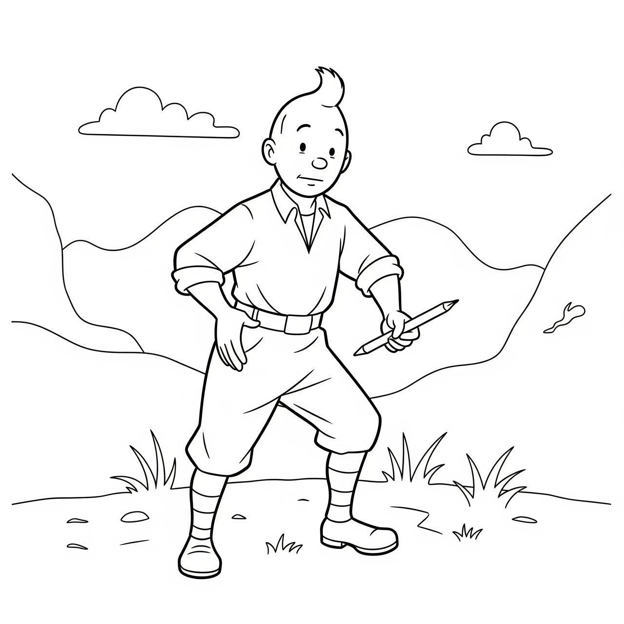 coloriage Tintin et découpage à imprimer