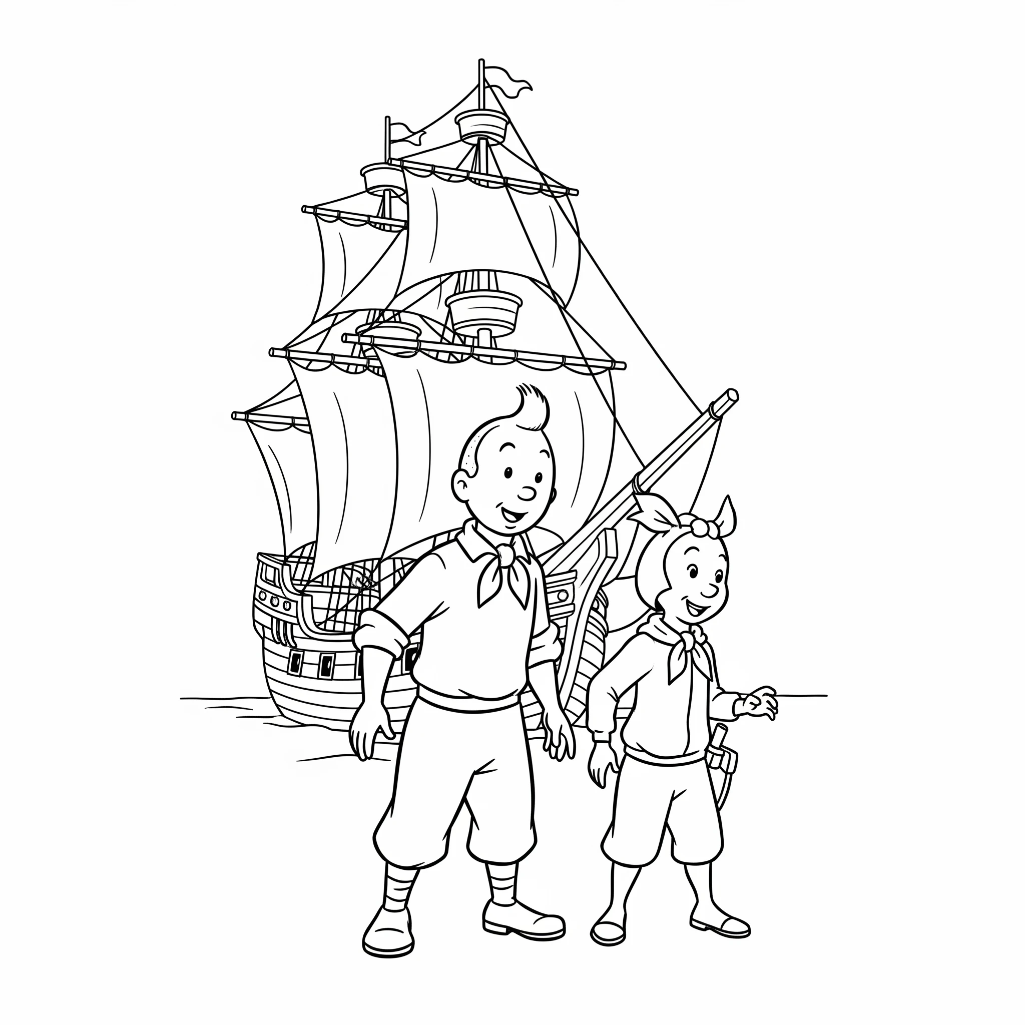 coloriage Tintin pour enfant de 4 ans