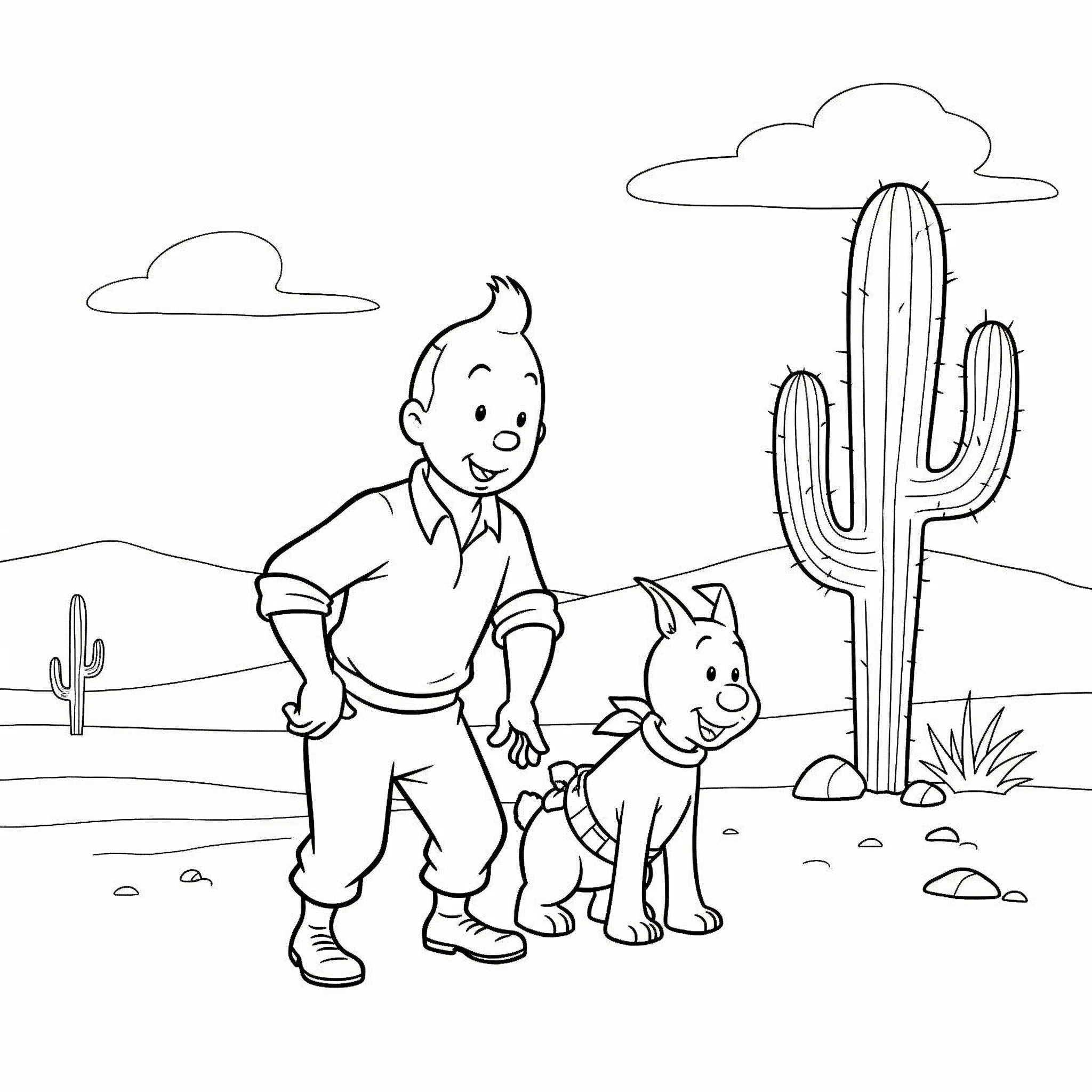 coloriage Tintin pour enfant de 8 ans
