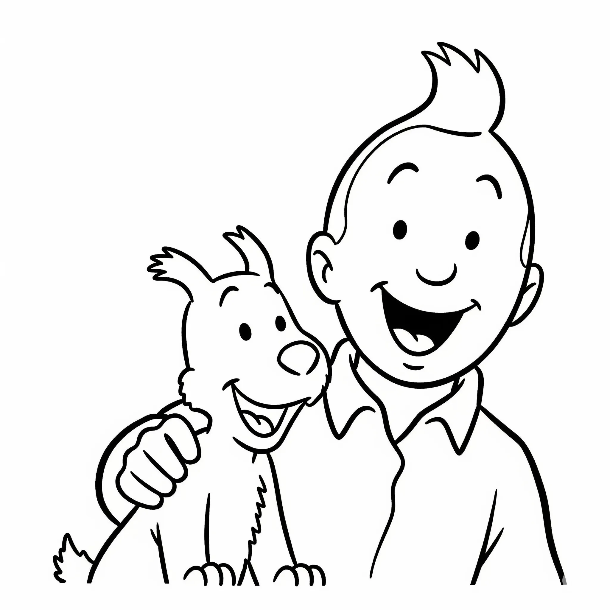 coloriage Tintin et Milou souriants pour bebe a imprimer