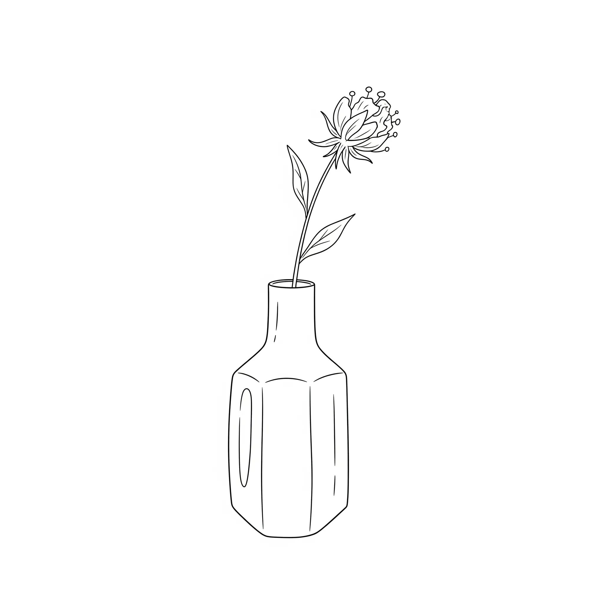 coloriage Vase minimaliste avec une seule fleur séchée à imprimer pdf gratuit