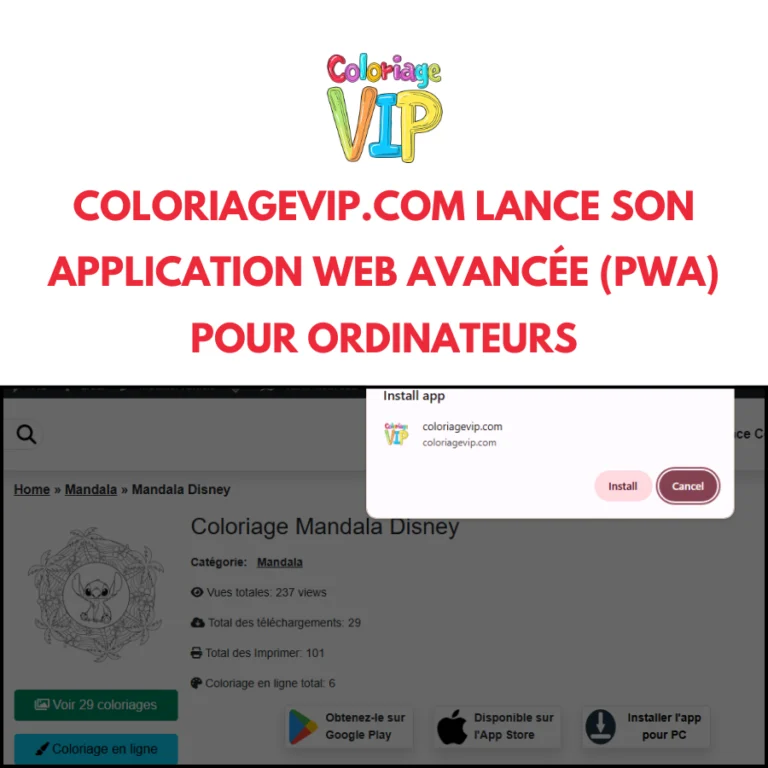 Coloriage Coloriagevip.com lance son application Web avancée (PWA) pour ordinateurs: une expérience de coloriage réinventée