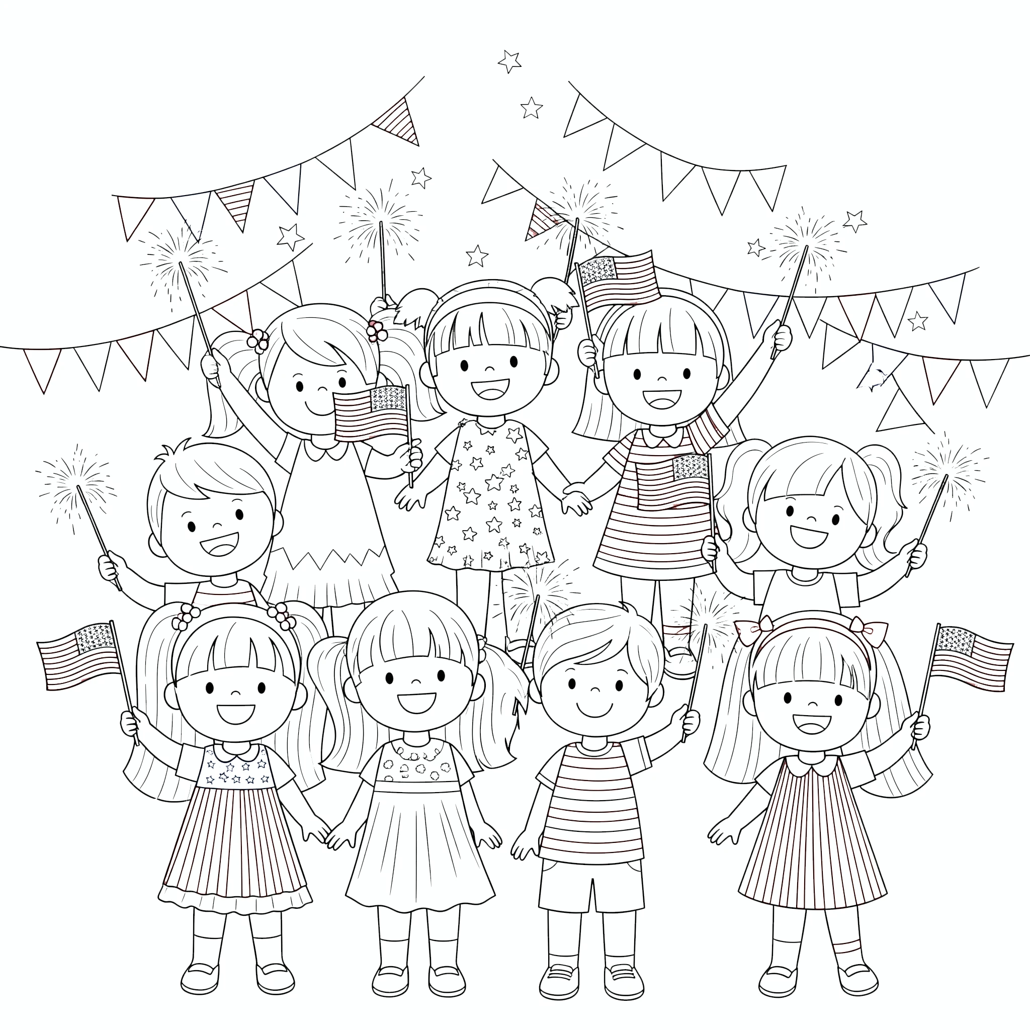 image de coloriage 4 Juillet pour enfant