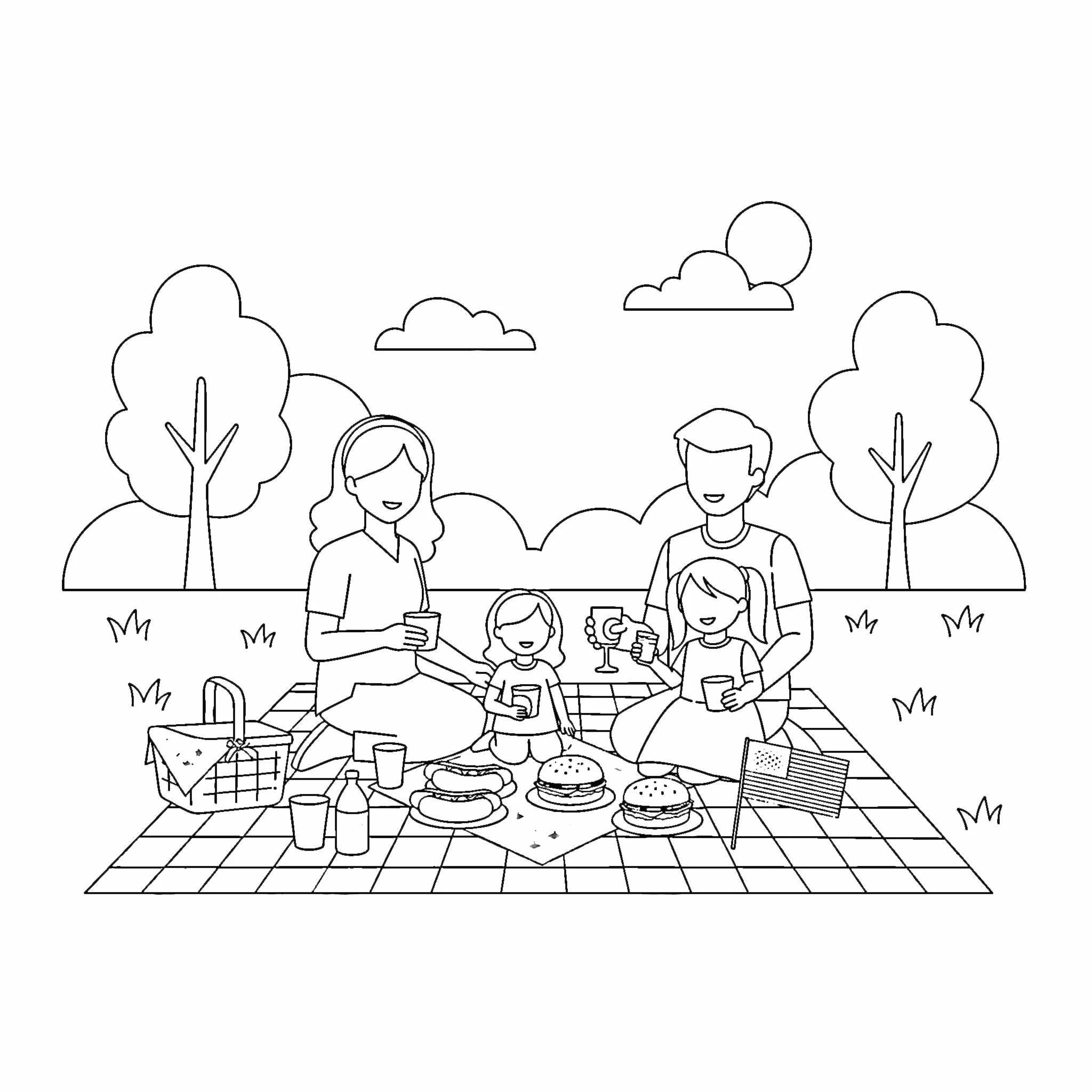 coloriage 4 Juillet pour enfant de 3 ans