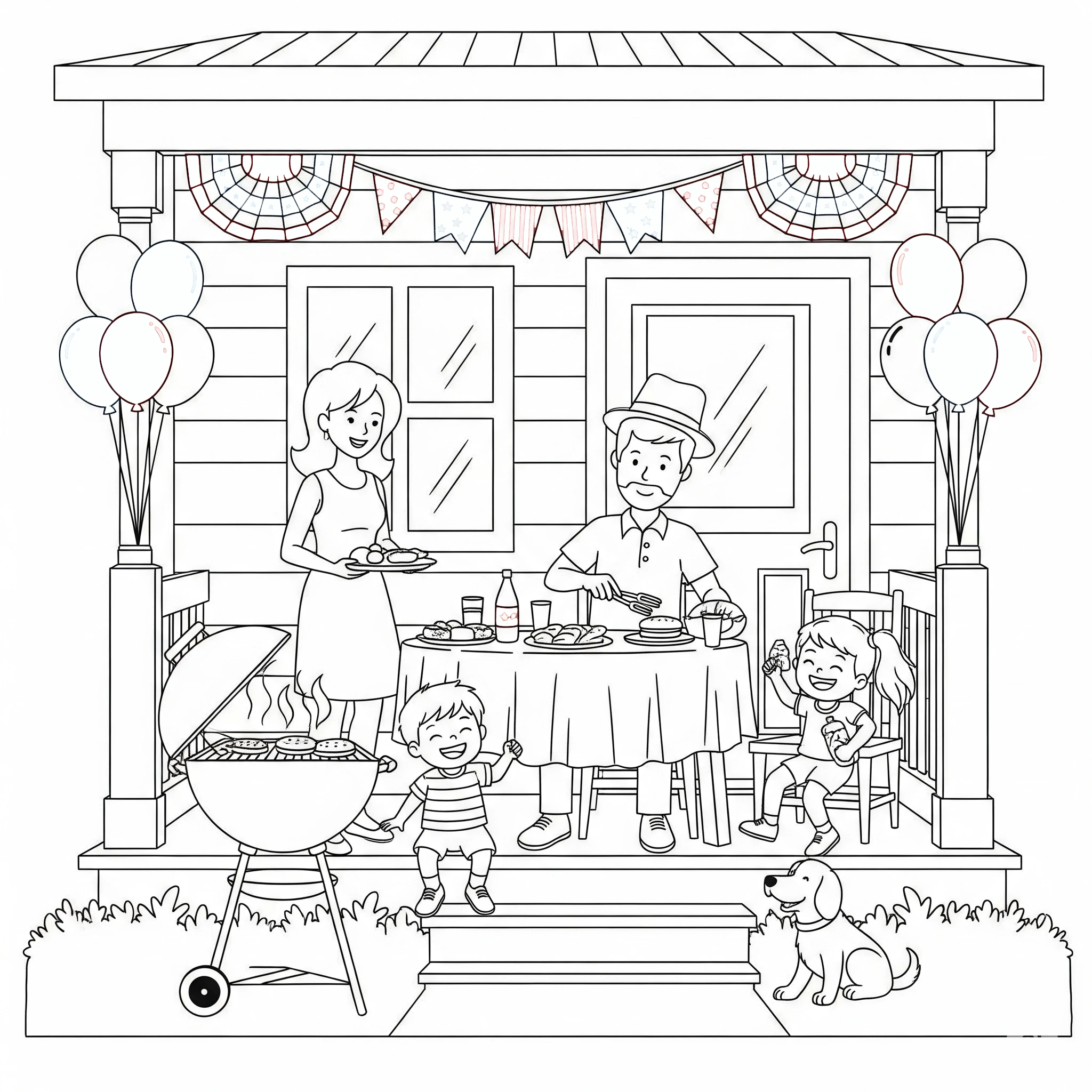 coloriage 4 Juillet à imprimer pour enfant de 4 ans