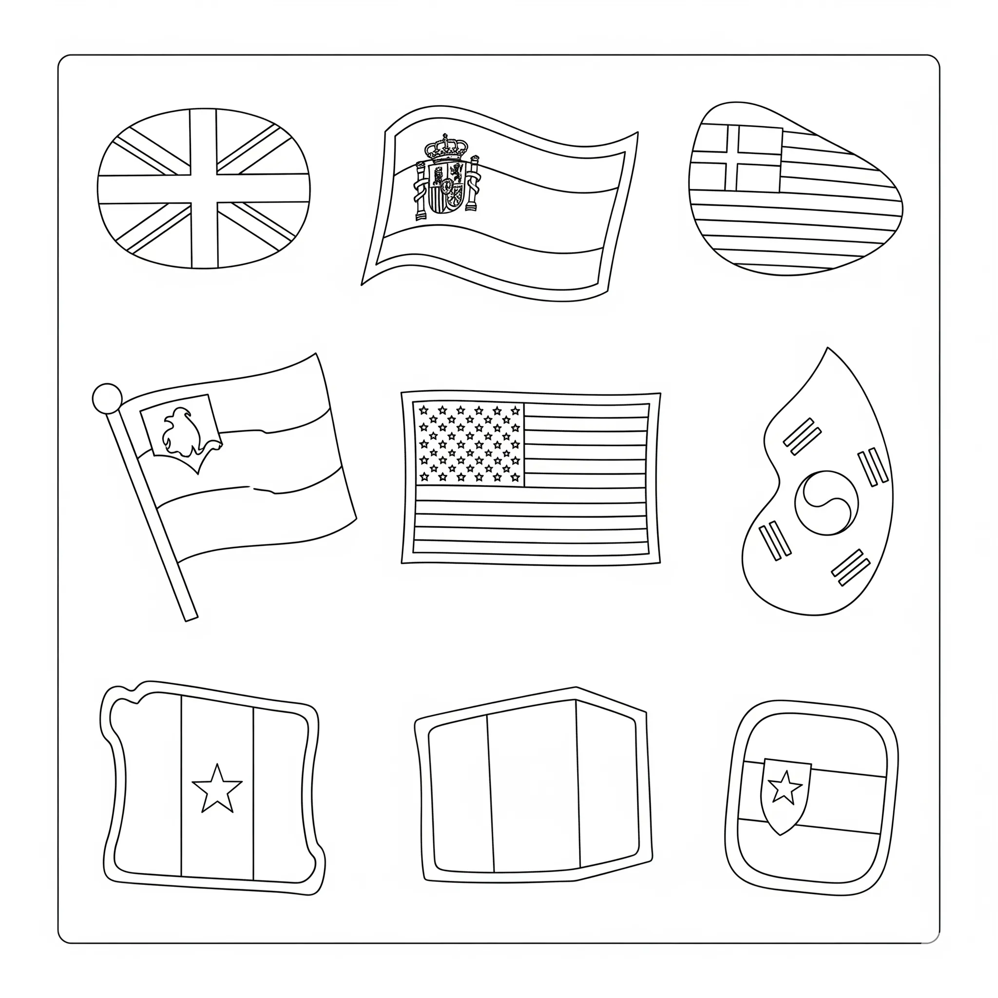 coloriage Associe le Drapeau au Pays pour enfant de 3 ans