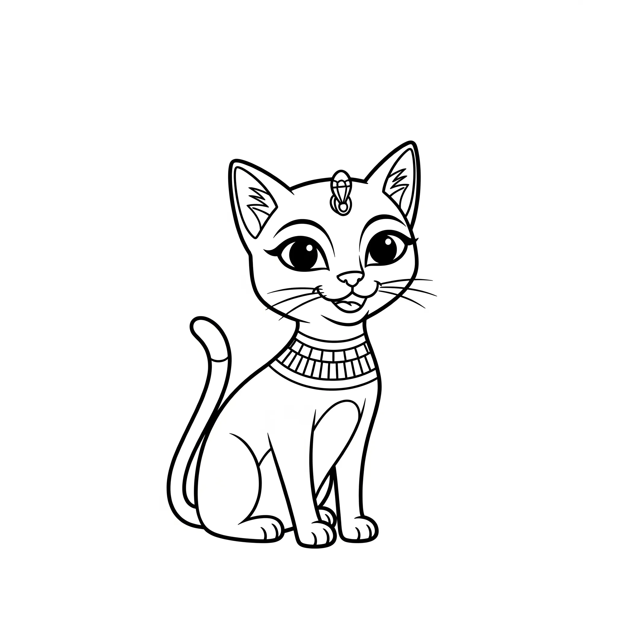 coloriage Chat Égyptien Amical (Bastet) à imprimer pdf