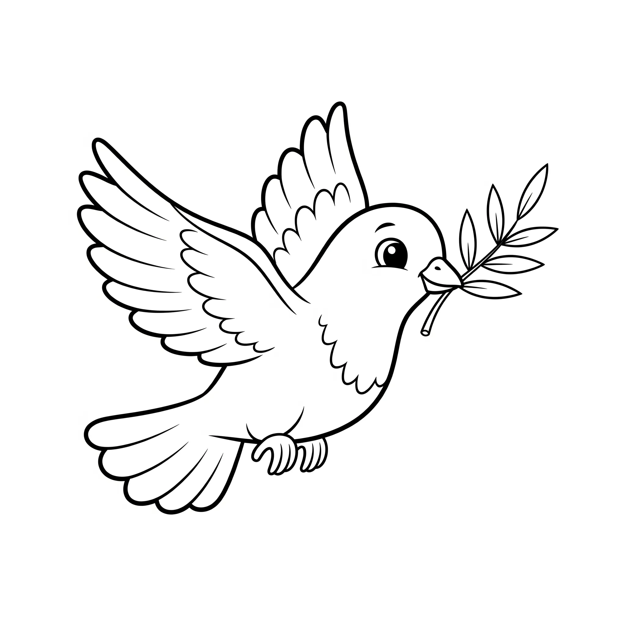 coloriage Colombe en Vol avec un Rameau d’Olivier à imprimer pour enfant de 7 ans