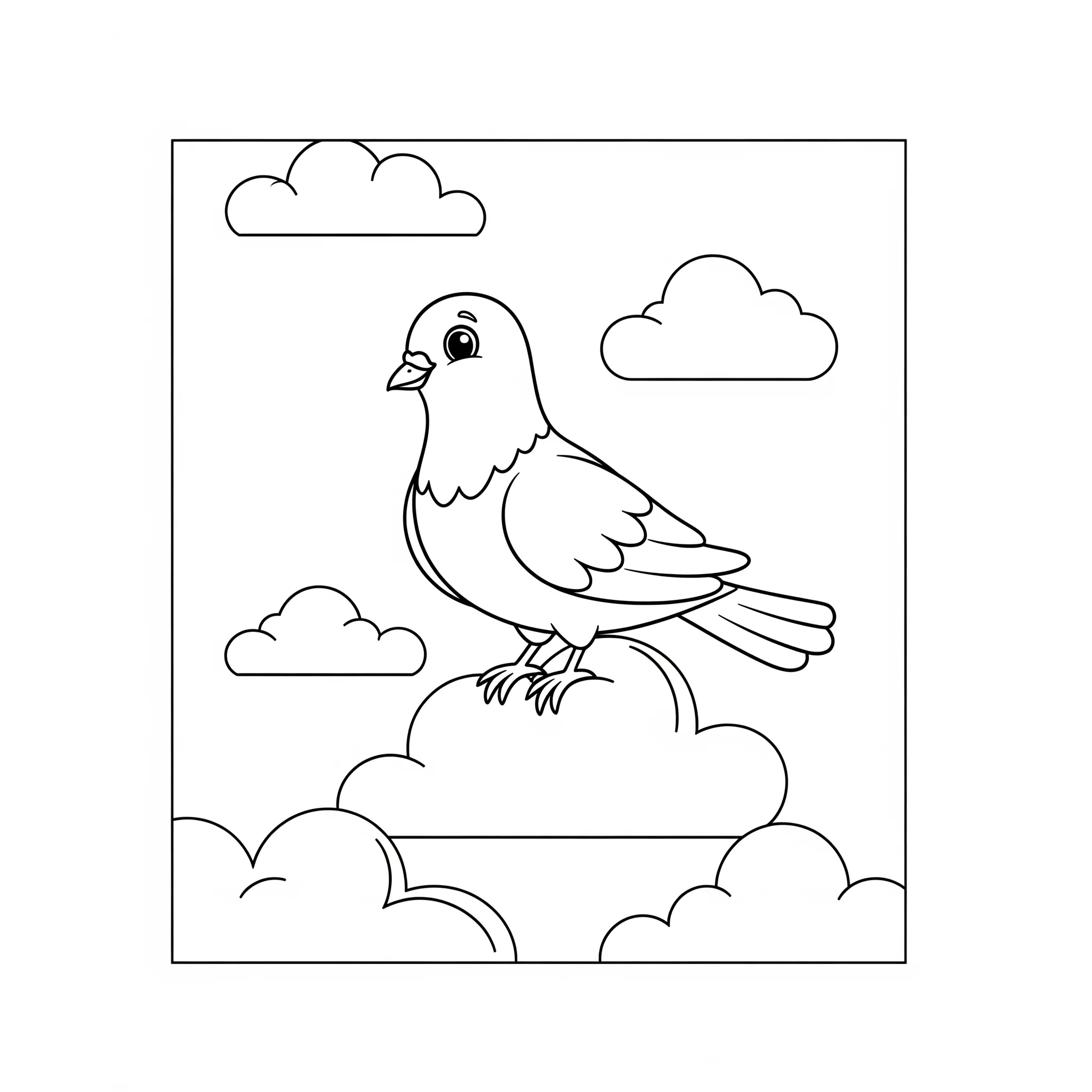 coloriage Colombe et Nuages et découpage à imprimer