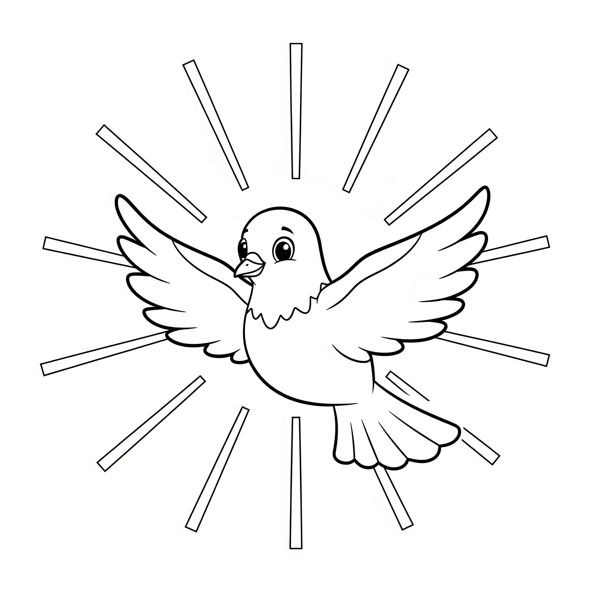 coloriage Colombe et Rayons de Soleil à imprimer pour enfant de 6 ans