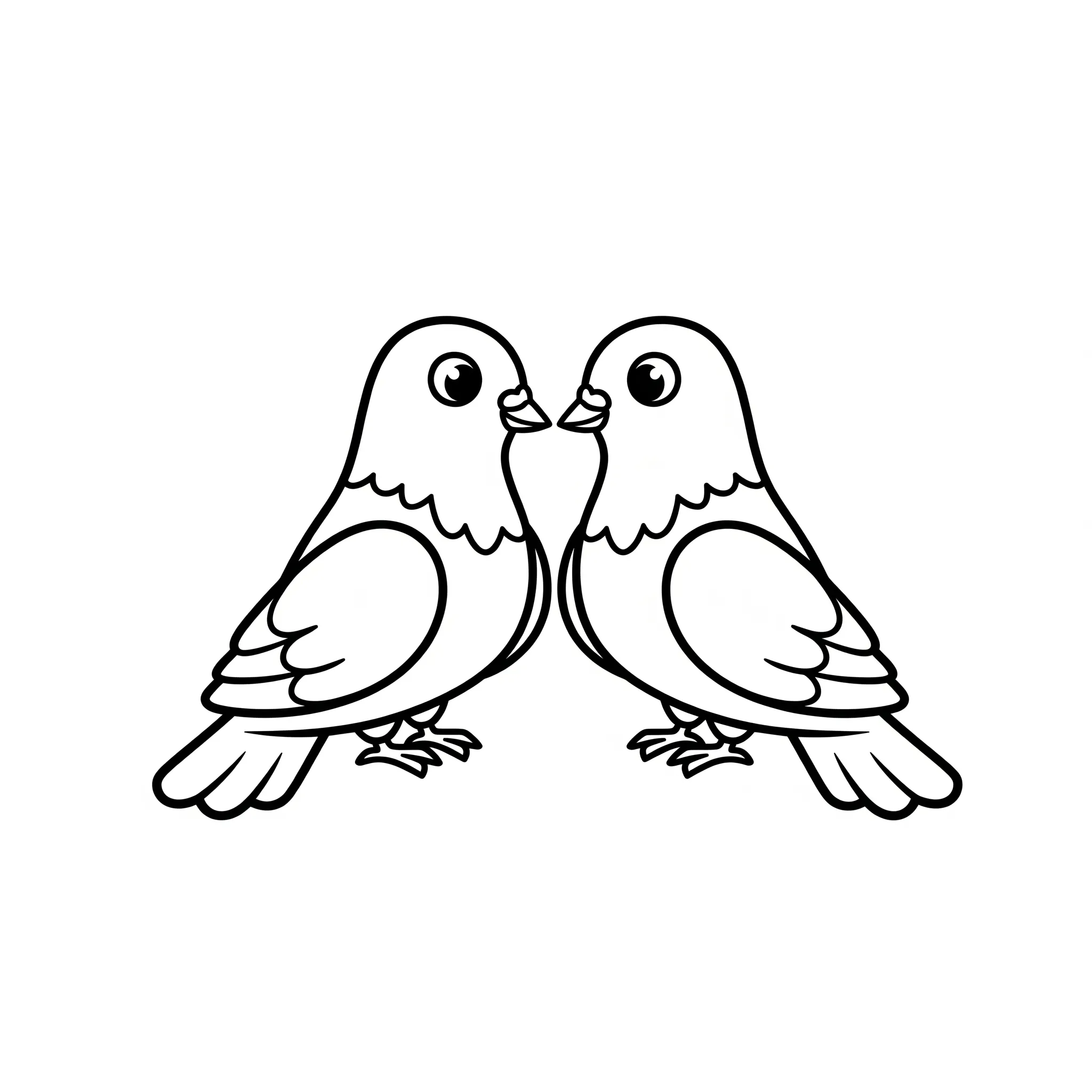 imprimer coloriage Deux Colombes Se Faisant Face pour enfant