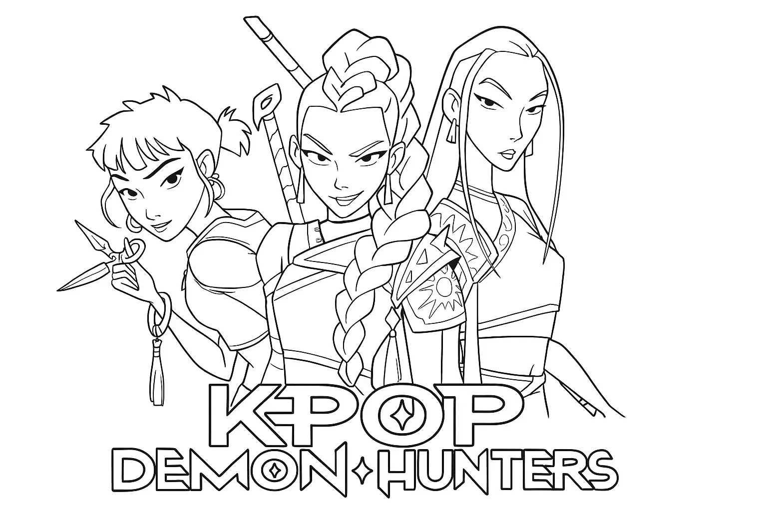 coloriage KPop Demon Hunters pour enfants a imprimer gratuit
