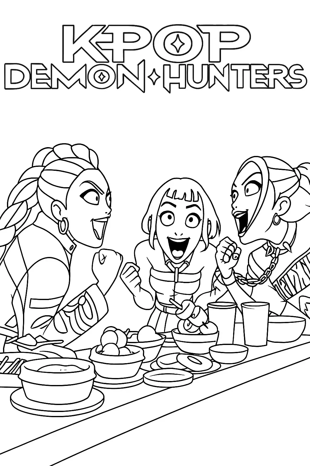 coloriage KPop Demon Hunters à imprimer pour enfant de 7 ans 1