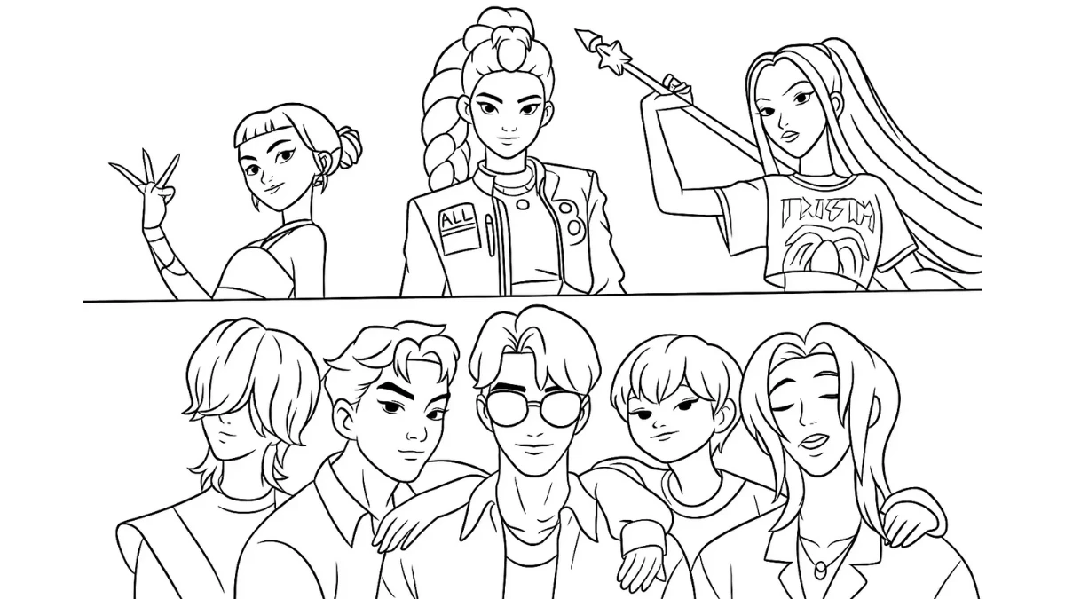 coloriage KPop Demon Hunters pour enfant de 5 ans