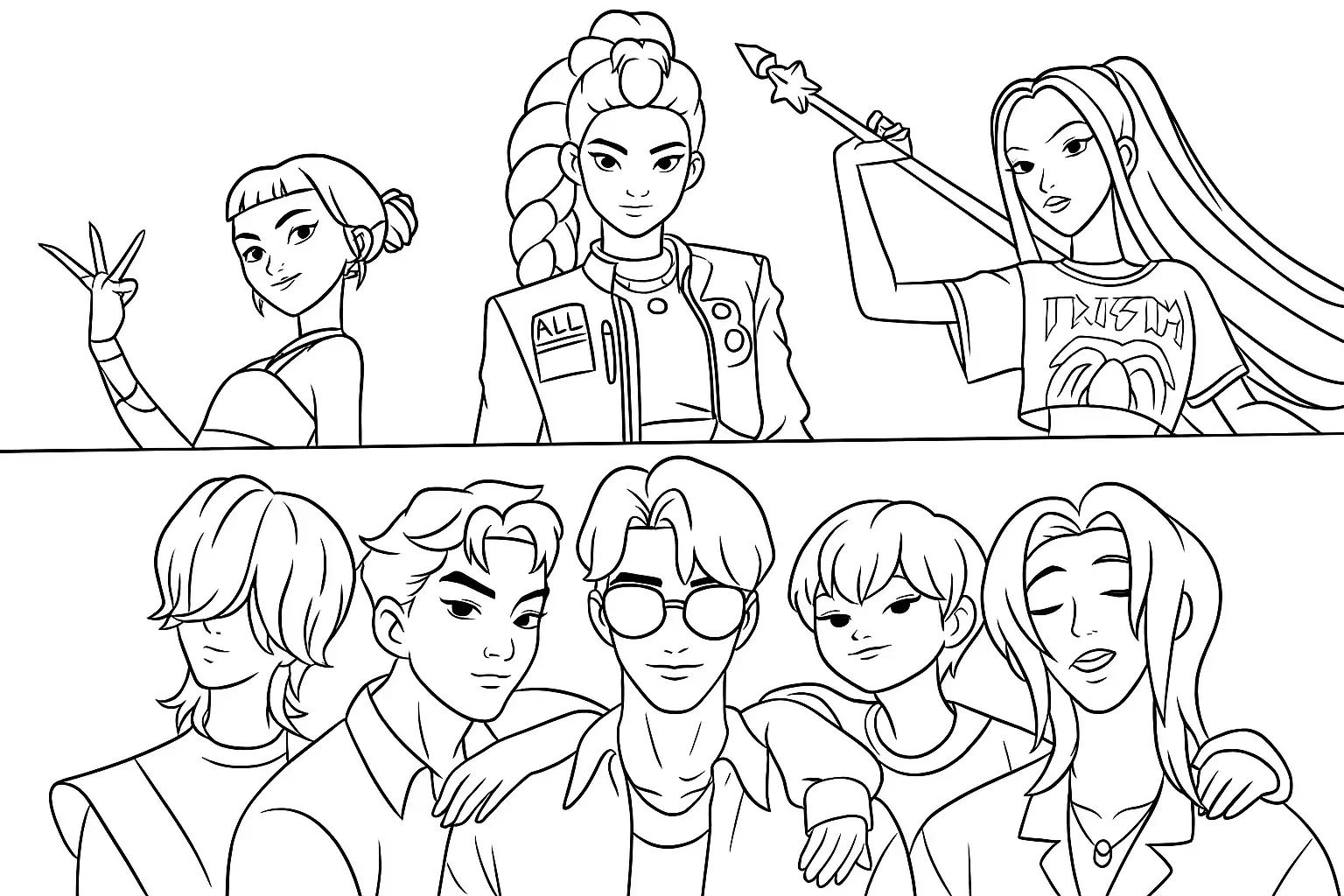 coloriage KPop Demon Hunters à imprimer pour enfant de 3 ans