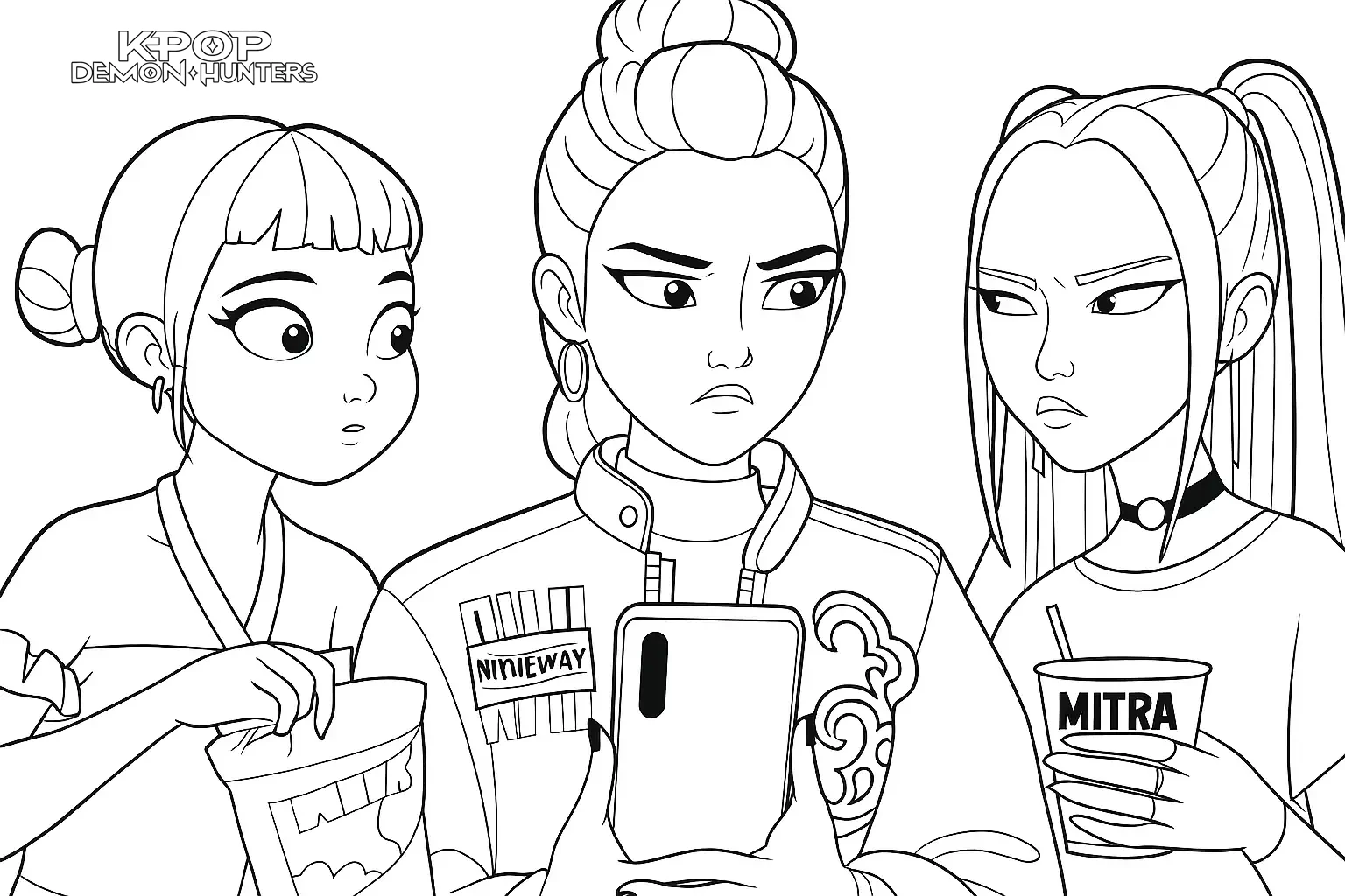 coloriage KPop Demon Hunters pour enfants a imprimer